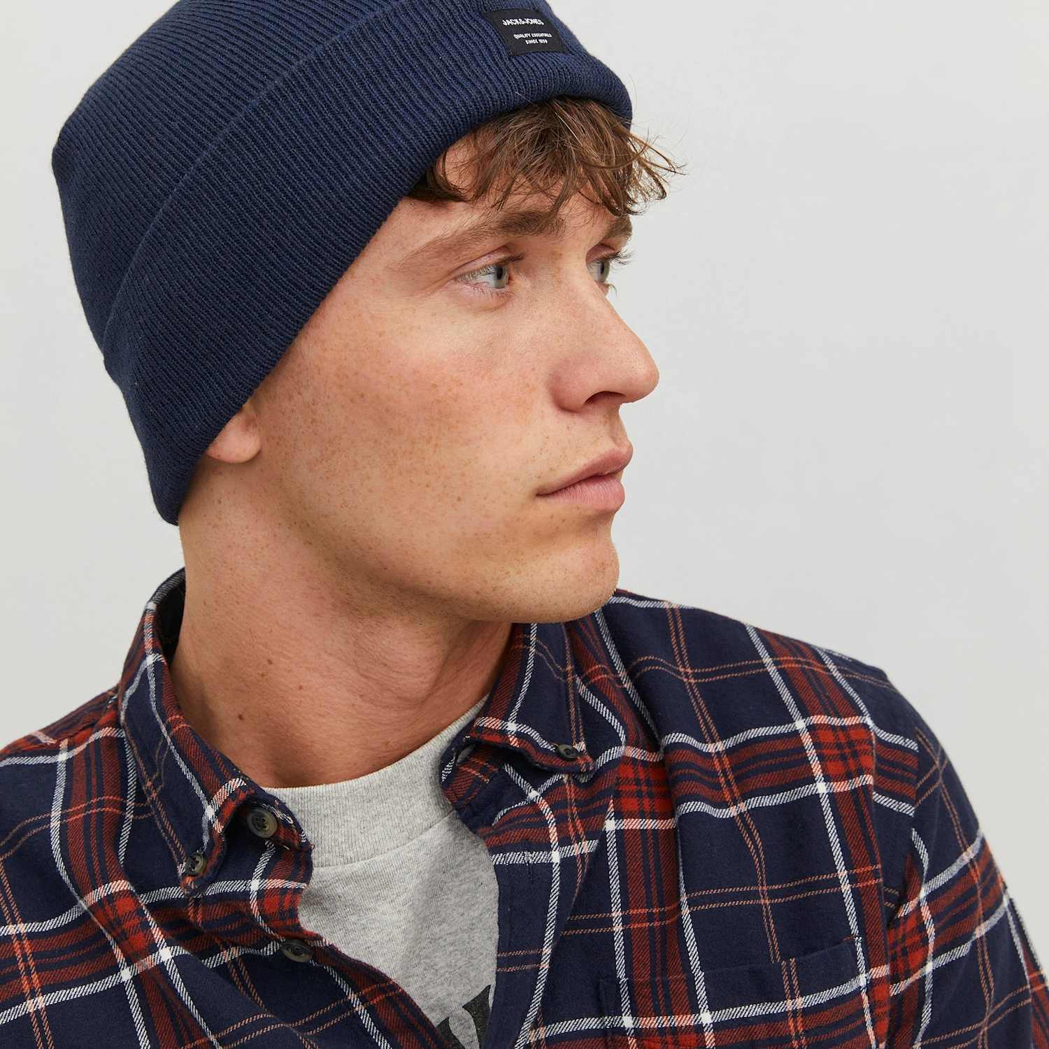 Jack & Jones Men's Knitted Beanie Hat - Navy - Available at M&S