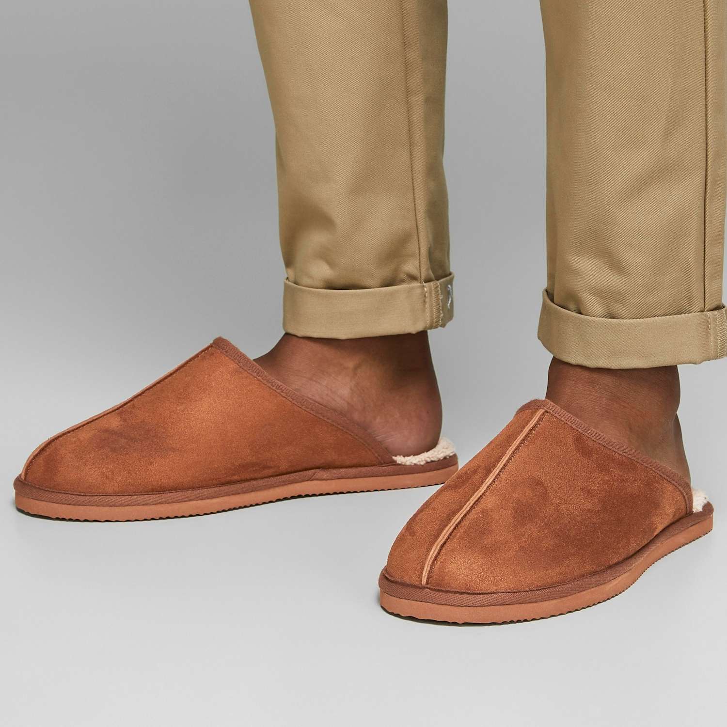 Jack & Jones Men's Fleece Lined Mule Slippers - 8 - Brown - Available at M&S