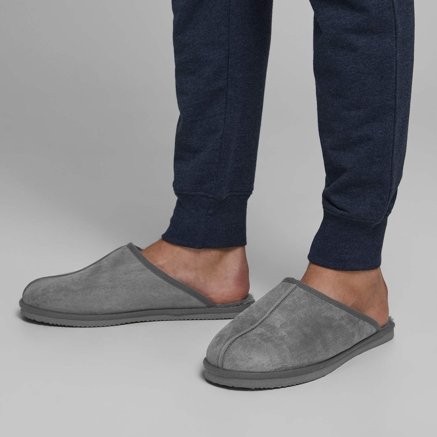 Jack & Jones Men's Fleece Lined Mule Slippers - 8 - Grey - Available at M&S