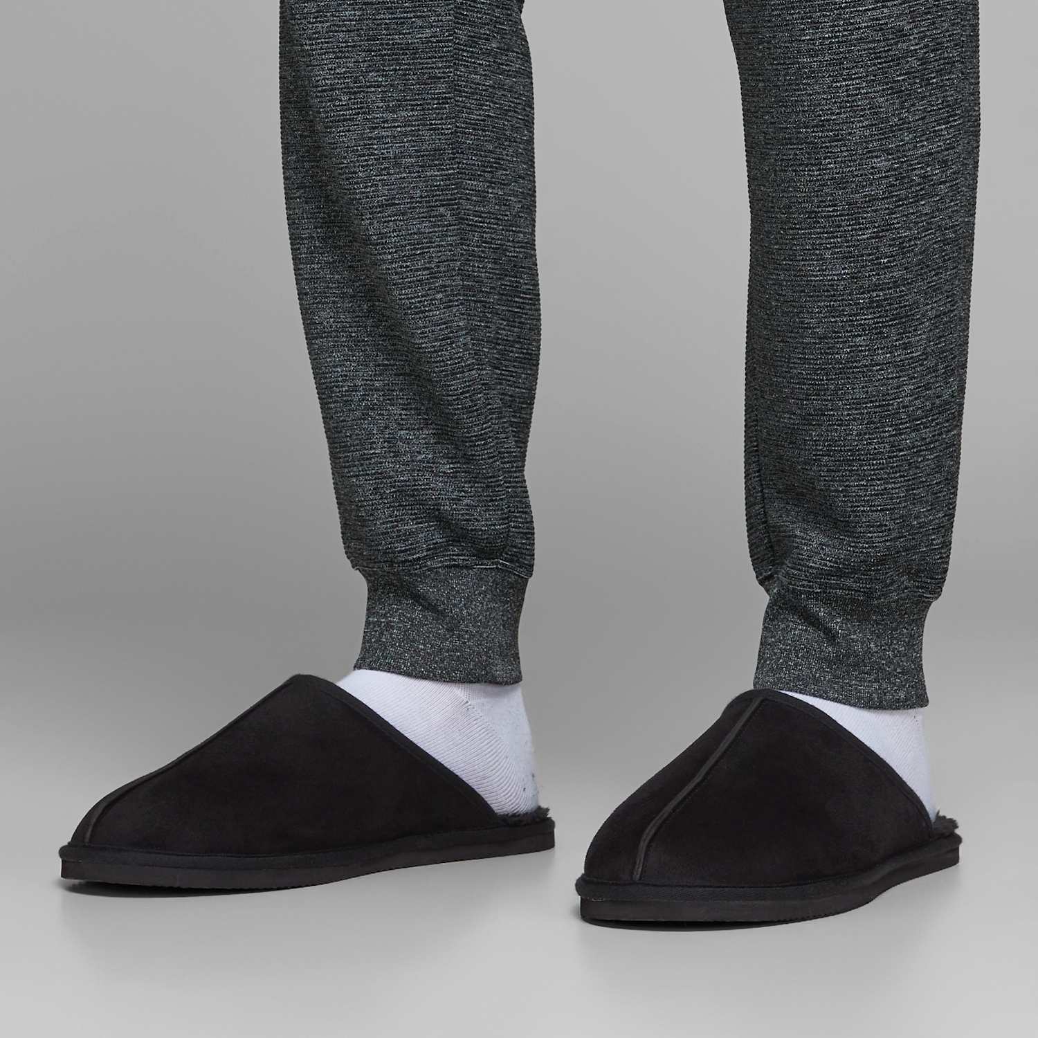 Jack & Jones Men's Fleece Lined Mule Slippers - 11 - Black - Available at M&S