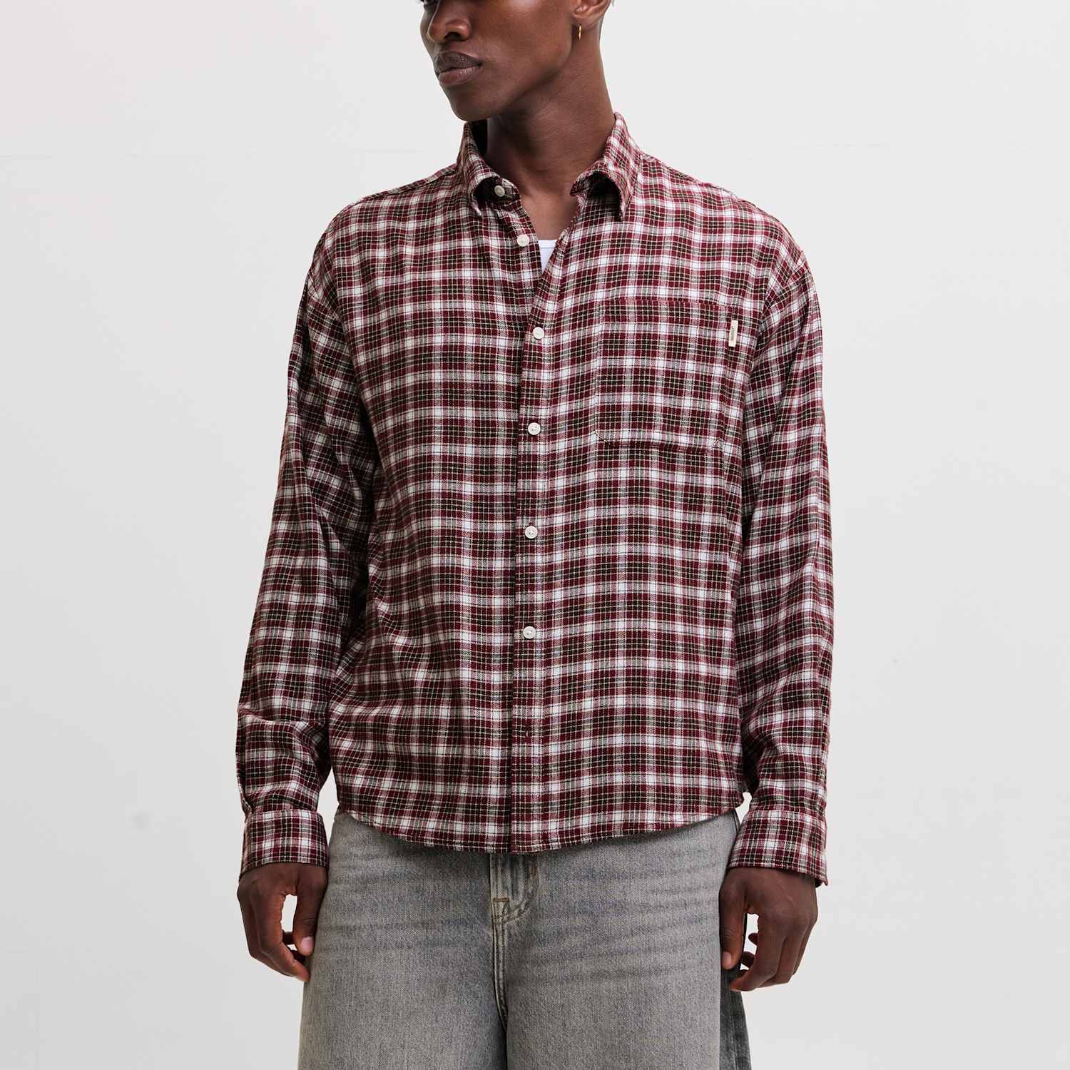 Jack & Jones Men's Pure Cotton Checked Flannel Shirt - 2XL - Red Mix - Available at M&S