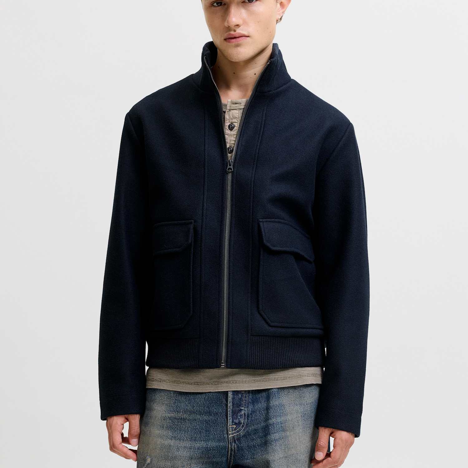 Jack & Jones Men's Bomber Jacket - XL - Dark Navy - Available at M&S