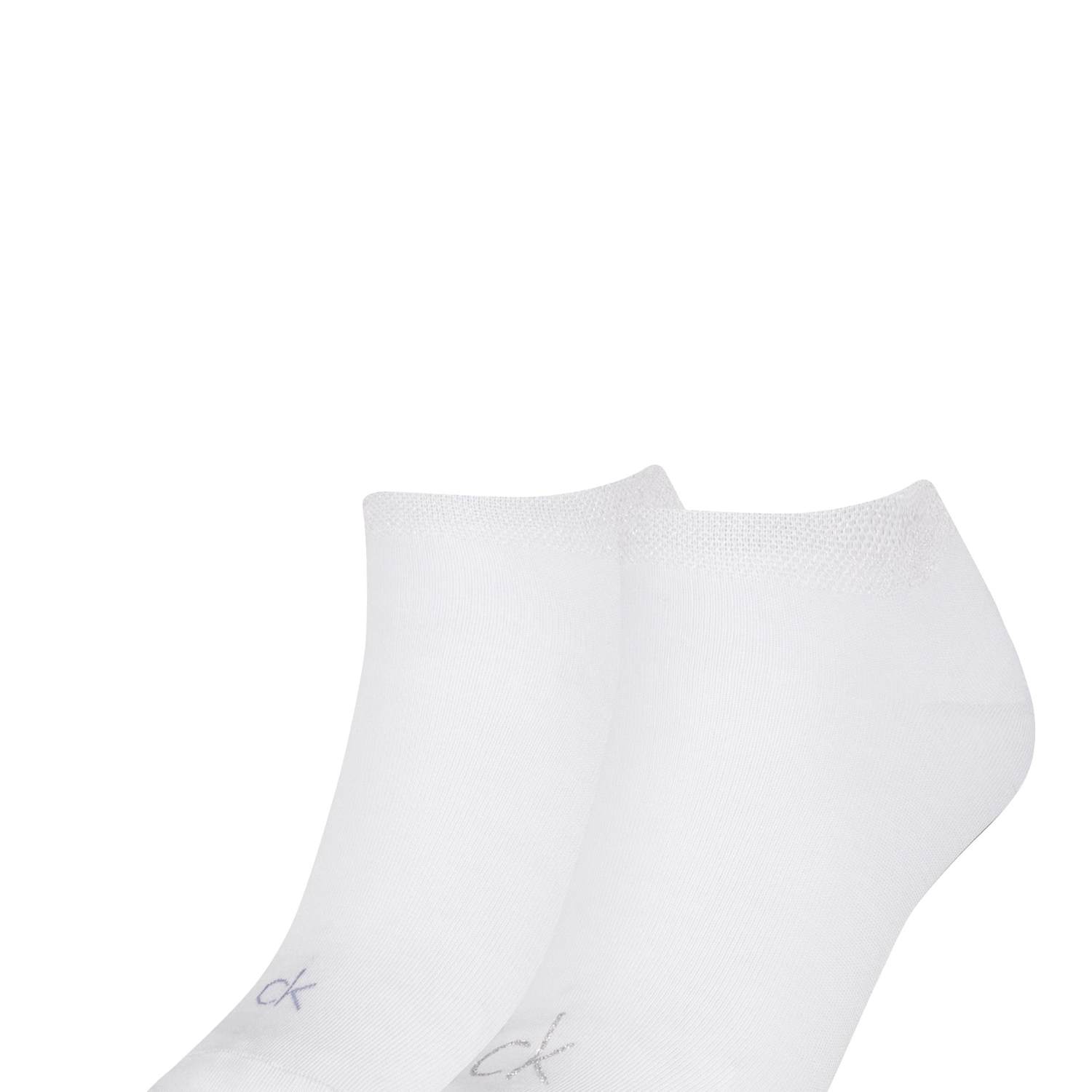 Calvin Klein Women's 2 Pack Cotton Blend Sparkle Logo Trainer Socks - 2-5 - White - Available at M&S
