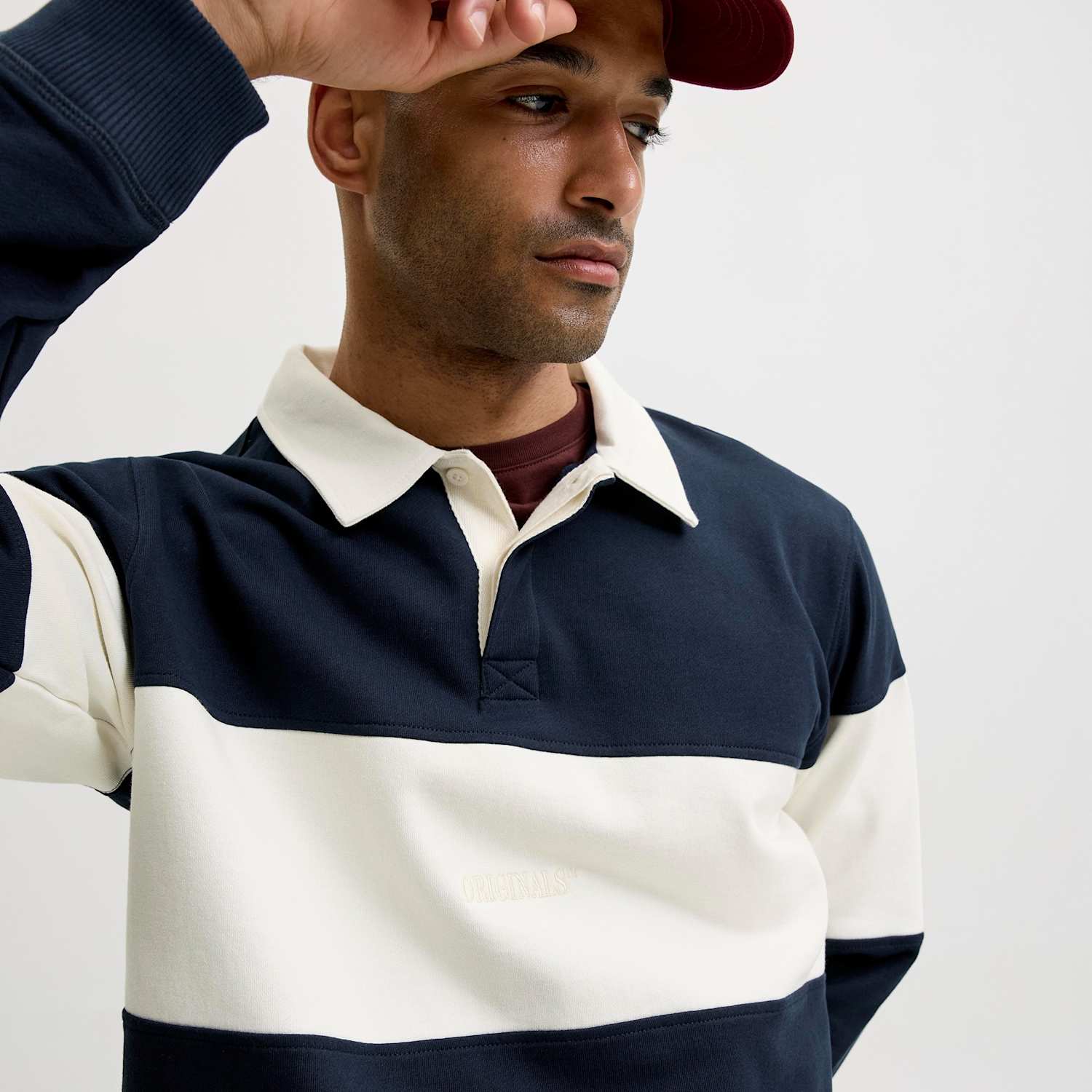 Jack & Jones Men's Pure Cotton Striped Rugby Shirt - 2XL - Navy Mix - Available at M&S