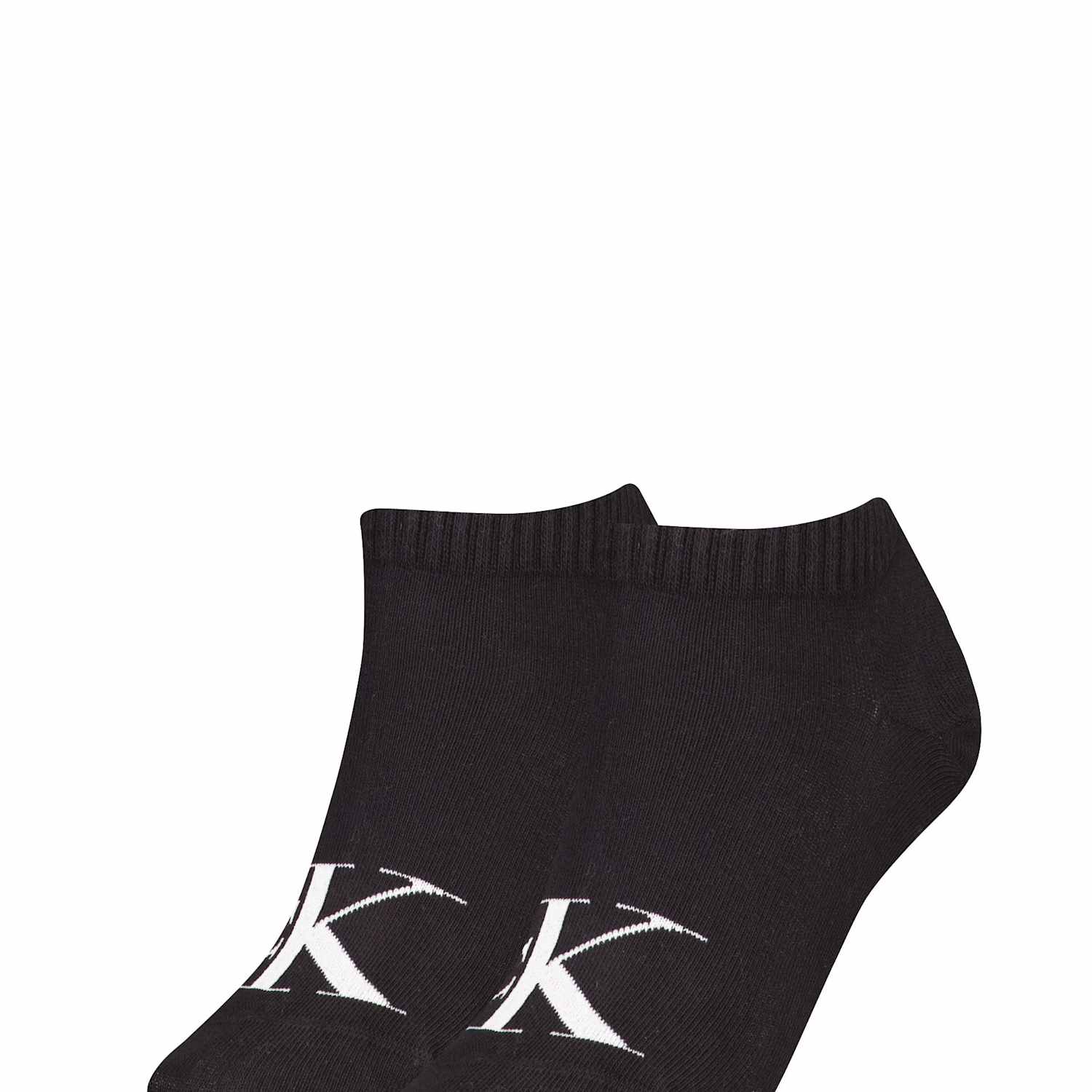 Calvin Klein Women's 2 Pack Cotton Rich Monogram Logo Trainer Socks - 2-5 - Black - Available at M&S
