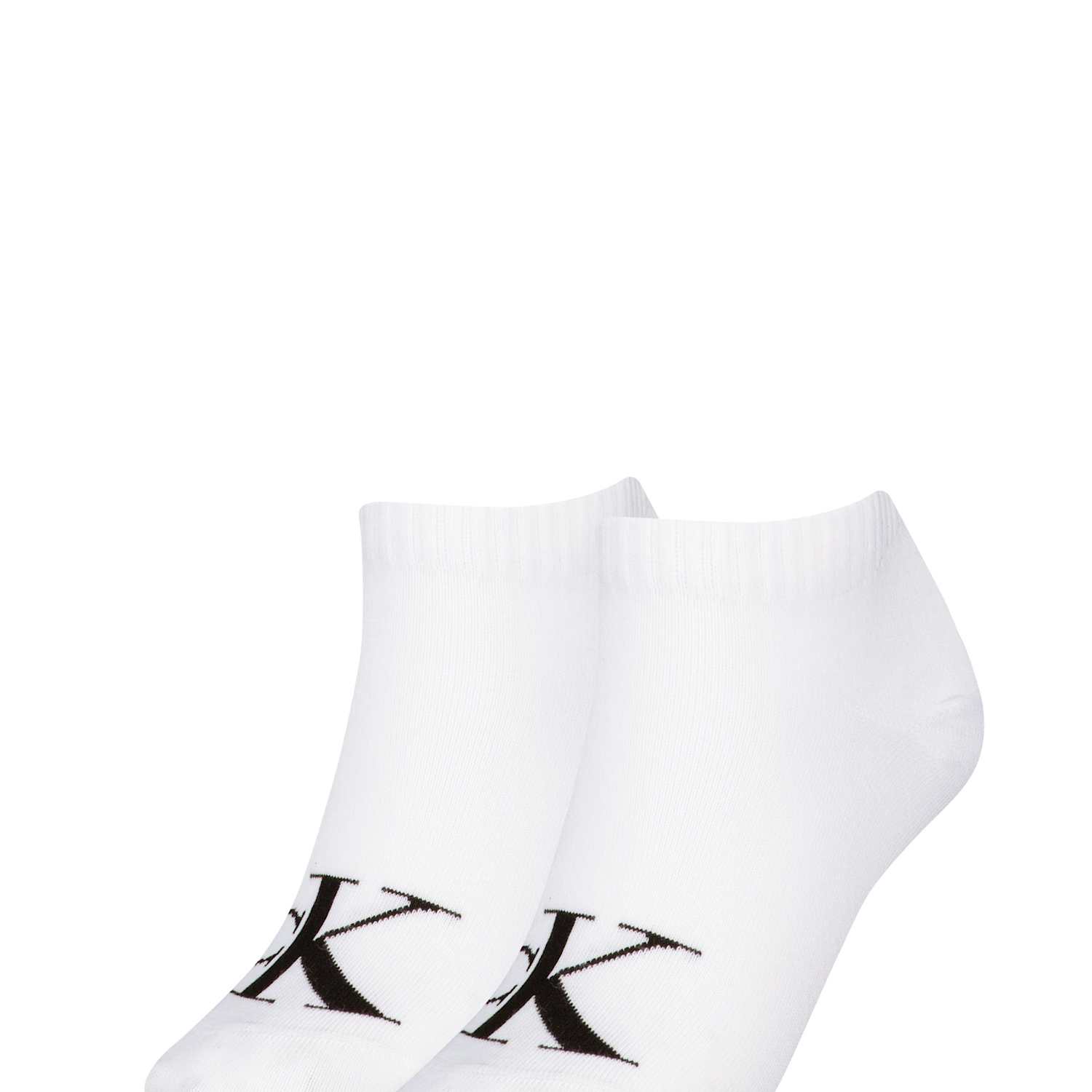 Calvin Klein Women's 2 Pack Cotton Rich Monogram Logo Trainer Socks - 2-5 - White - Available at M&S