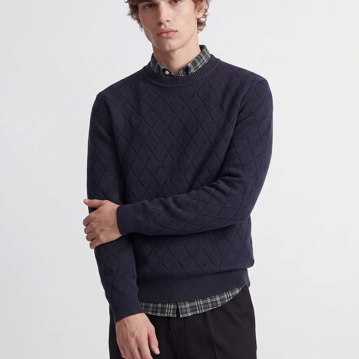 Jack & Jones Men's Pure Cotton Crew Neck Jumper - S - Navy - Available at M&S
