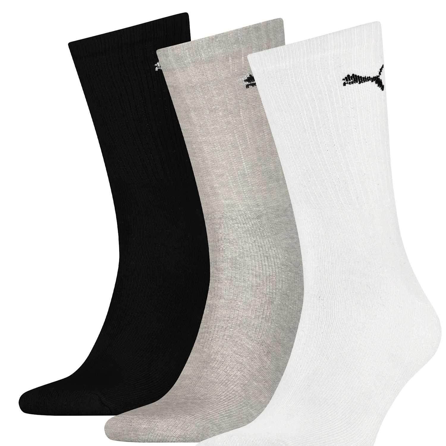 Puma Men's 3 Pack Cotton Rich Crew Sports Socks - 9-11 - White Mix