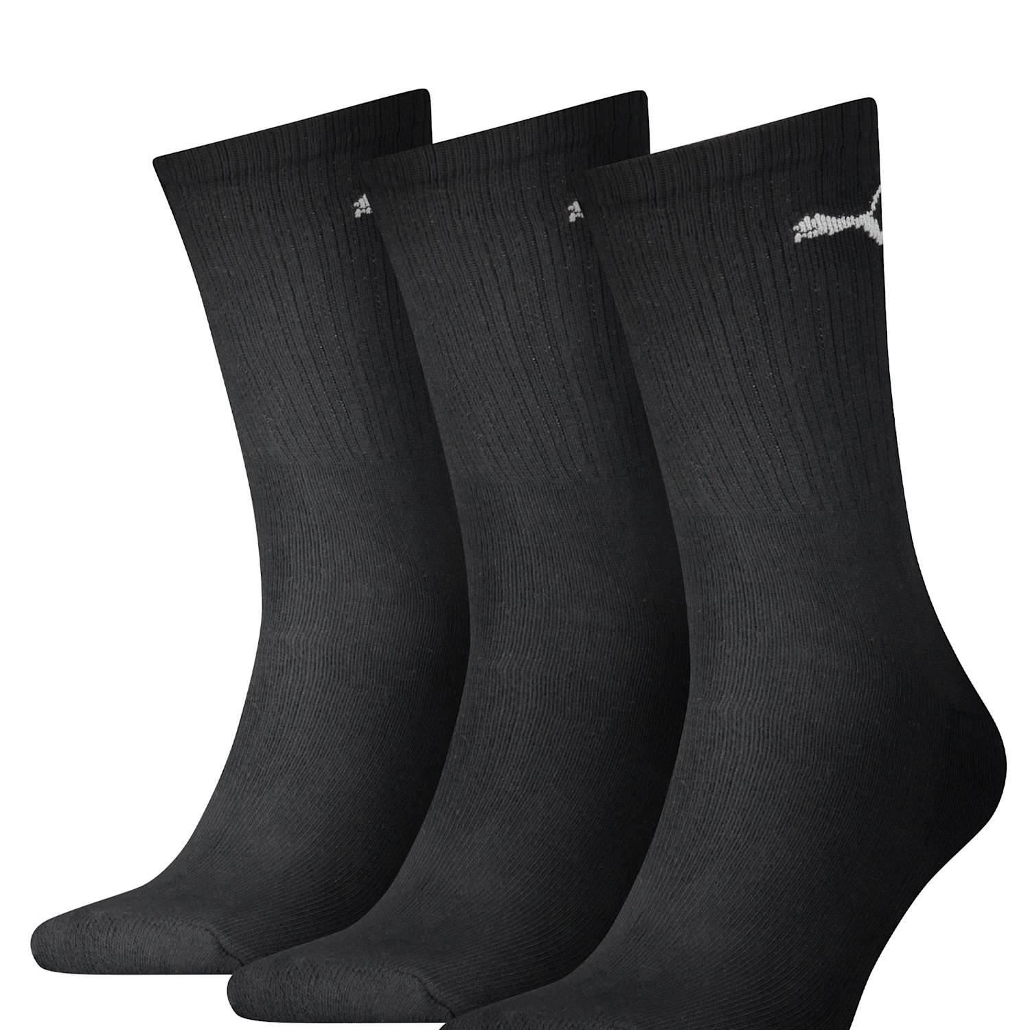 Puma Men's 3 Pack Cotton Rich Crew Socks - 9-11 - Black