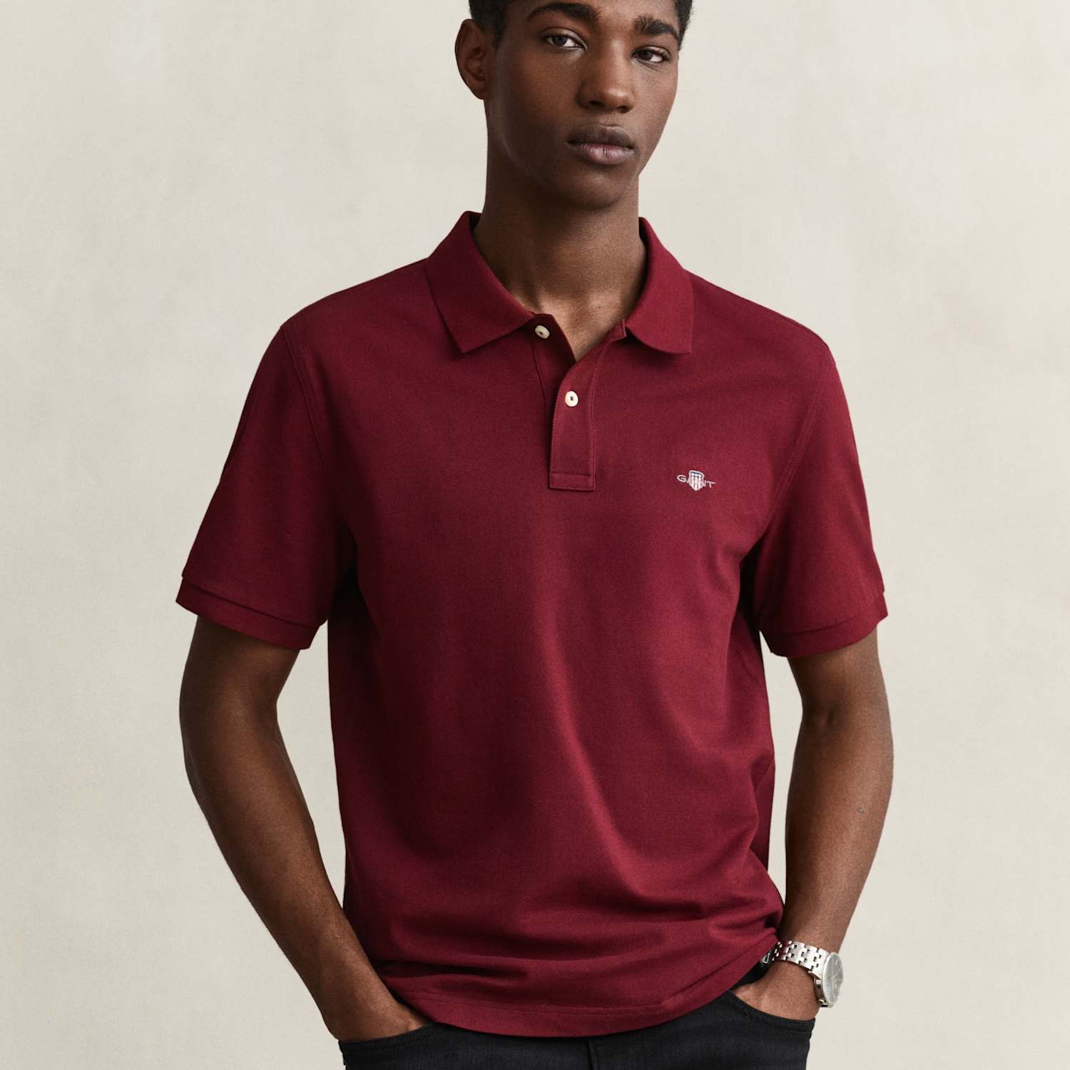 Gant Men's Classics Regular Fit Pure Cotton Polo Shirt - M - Burgundy - Available at M&S