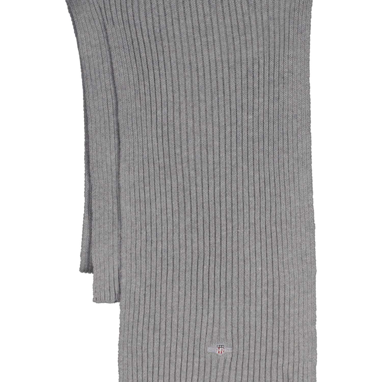 Gant Men's Cotton Rich Logo Scarf with Wool - Grey - Available at M&S
