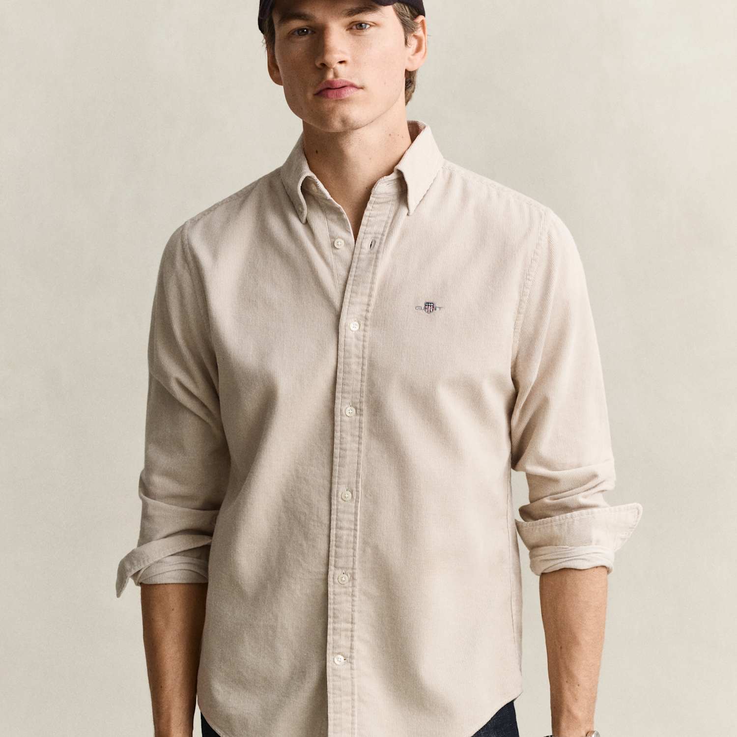 Gant Men's Regular Fit Pure Cotton Corduroy Shirt - L - Beige - Available at M&S