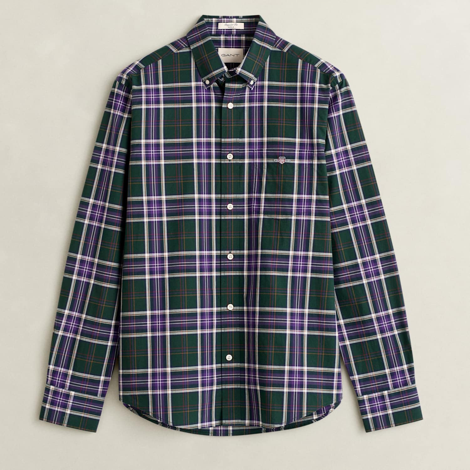 Gant Men's Regular Fit Pure Cotton Check Oxford Shirt - L - Green Mix - Available at M&S