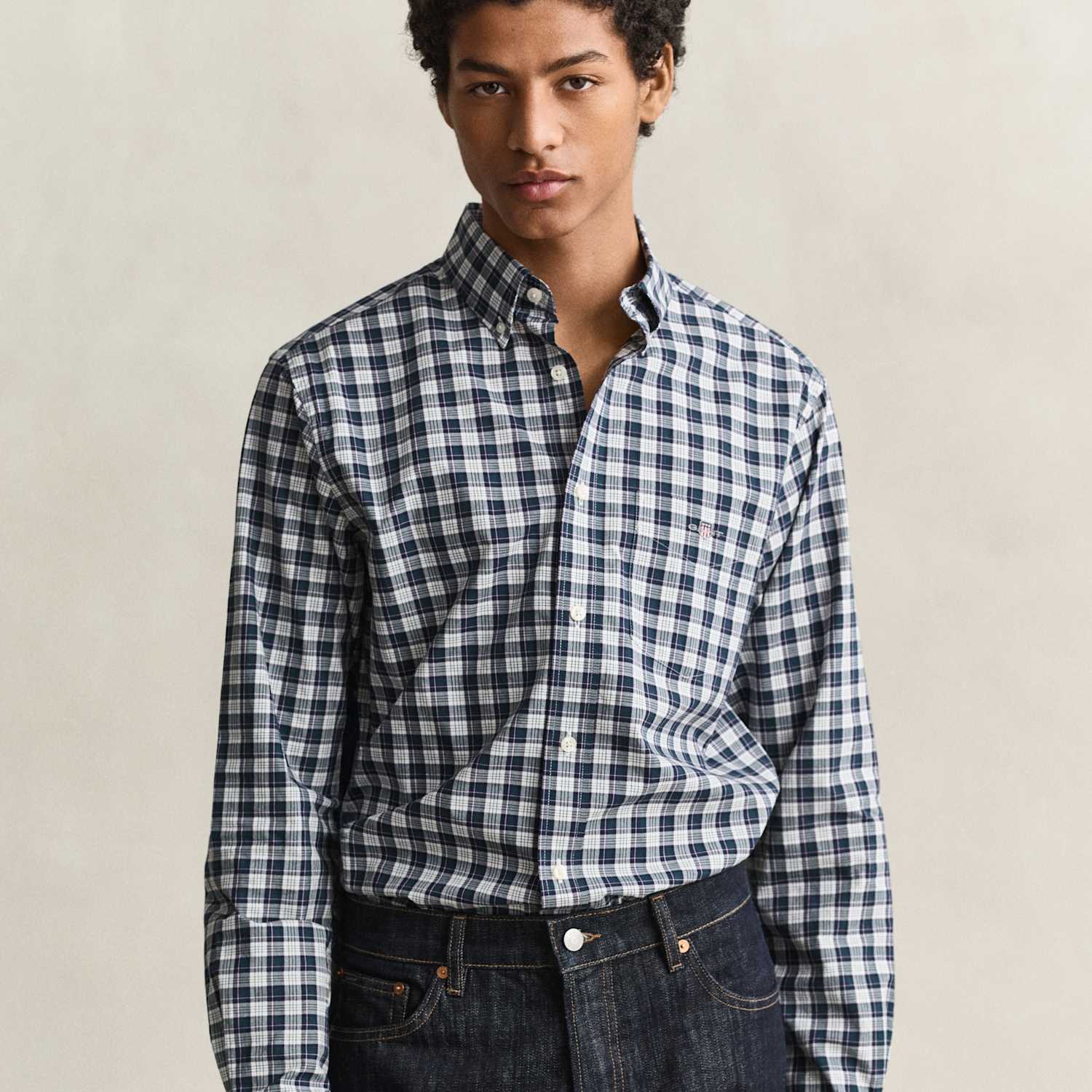 Gant Men's Regular Fit Pure Cotton Check Oxford Shirt - M - Green Mix - Available at M&S