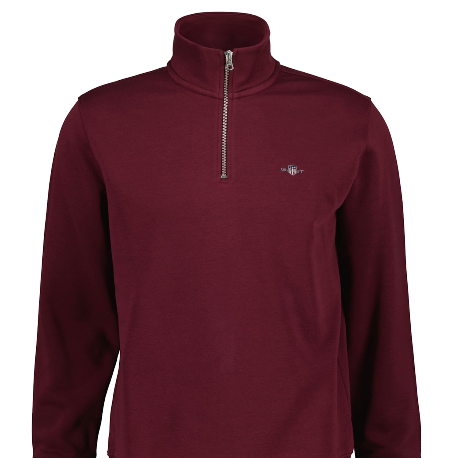 Gant Men's Cotton Rich Funnel Neck Half Zip Sweatshirt - L - Burgundy - Available at M&S
