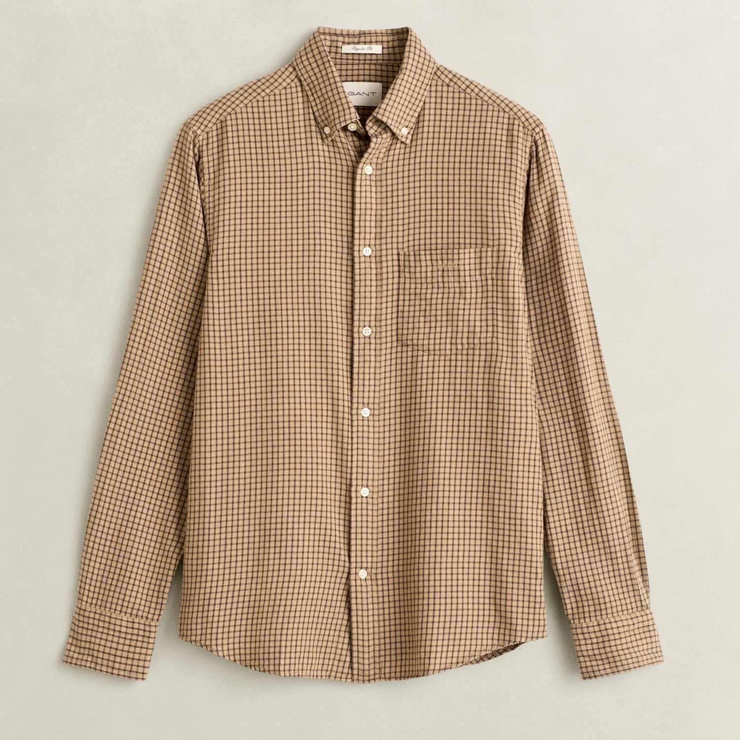Gant Men's Regular Fit Pure Cotton Check Flannel Shirt - XL - Sand - Available at M&S