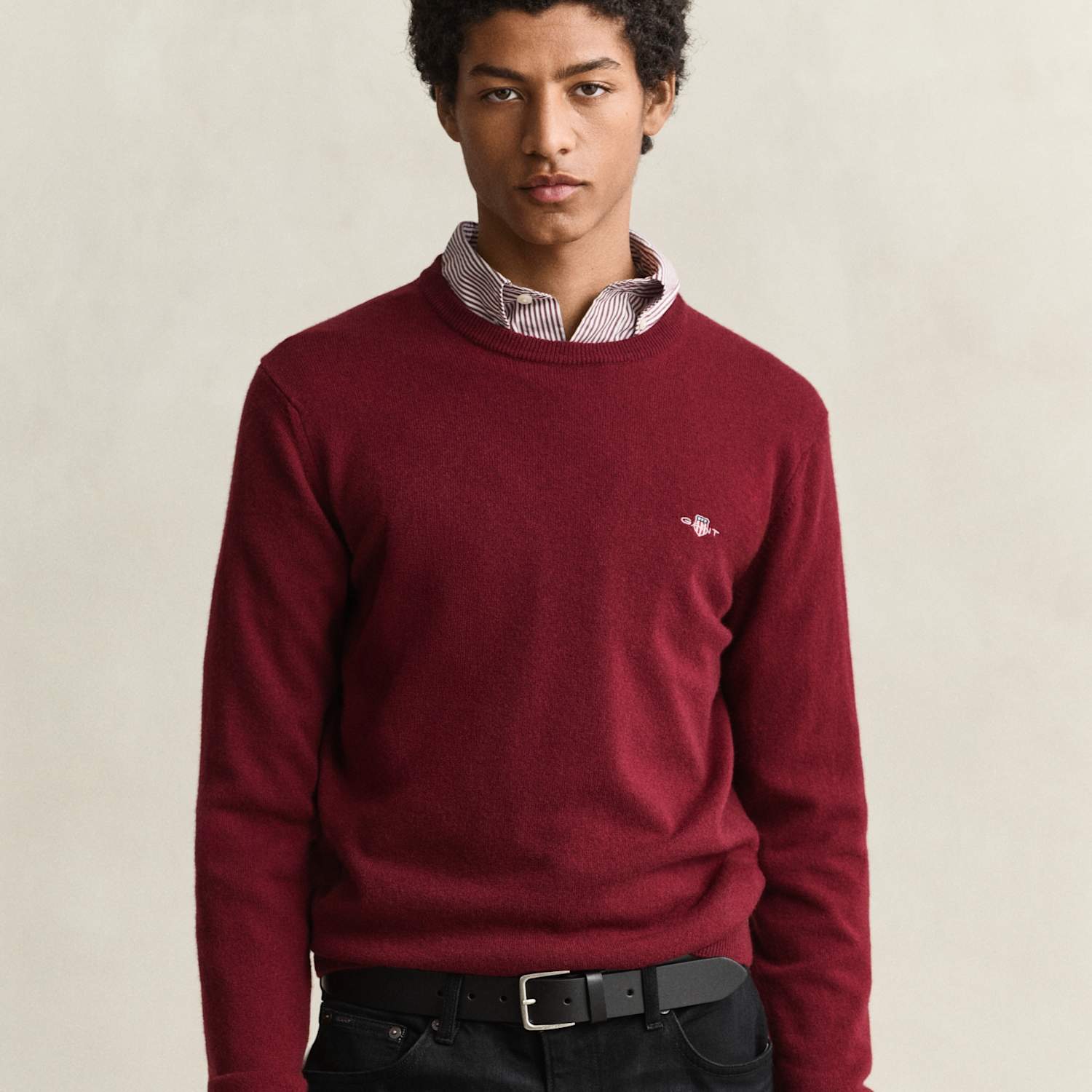 Gant Men's Pure Lambswool Crew Neck Jumper - M - Red - Available at M&S