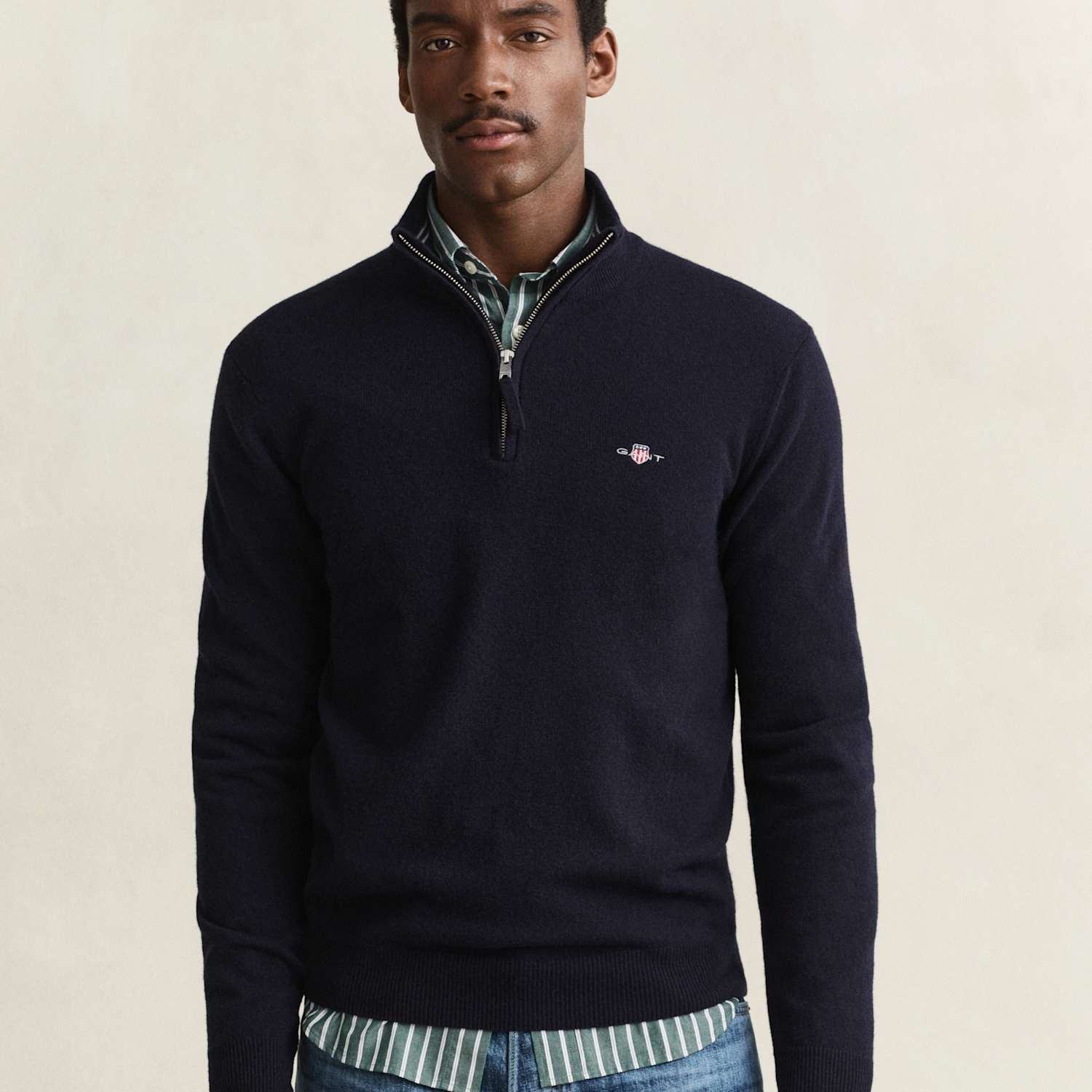 Gant Men's Superfine Pure Italian Lambswool Jumper - M - Navy - Available at M&S