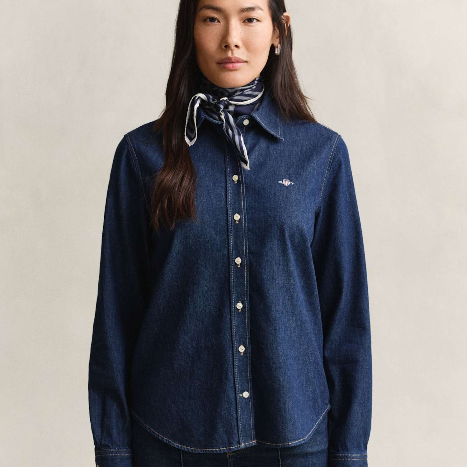 Gant Women's Long Sleeve Pure Cotton Collared Shirt - 16 - Dark Blue Denim - Available at M&S