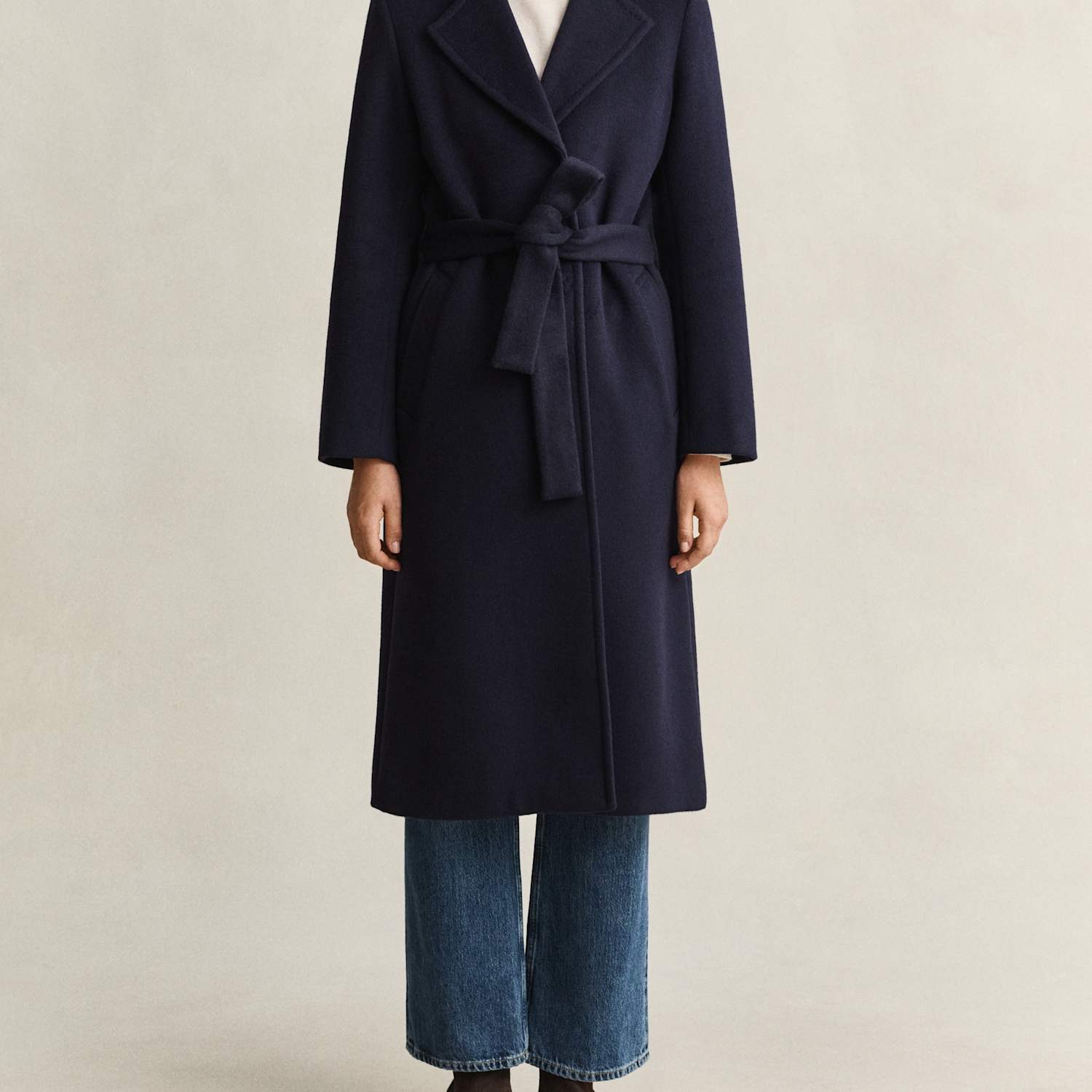 Gant Women's Wool Blend Belted Coat - Large - Navy - Available at M&S