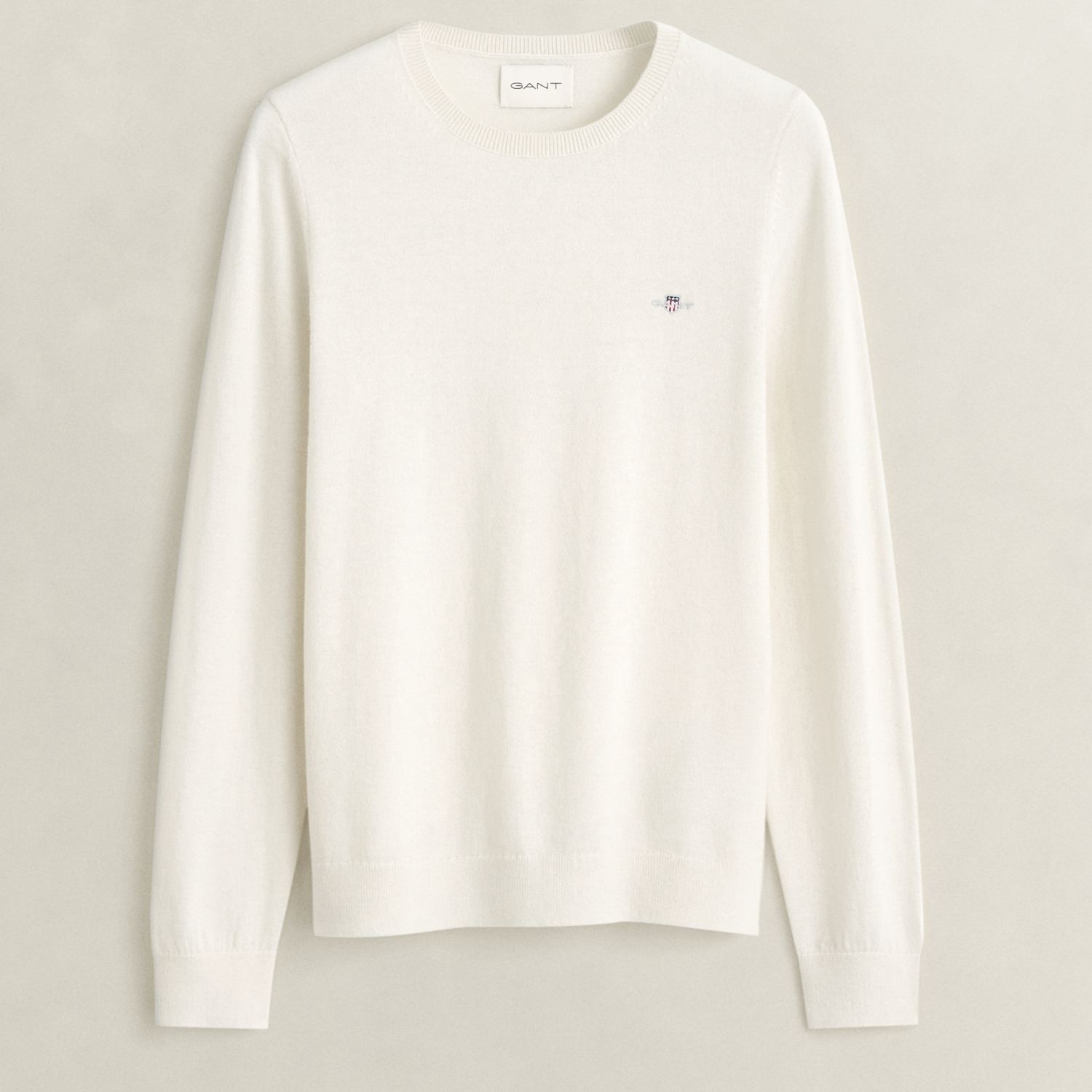 Gant Women's Merino Wool Rich Crew Neck Jumper - Small - Cream - Available at M&S