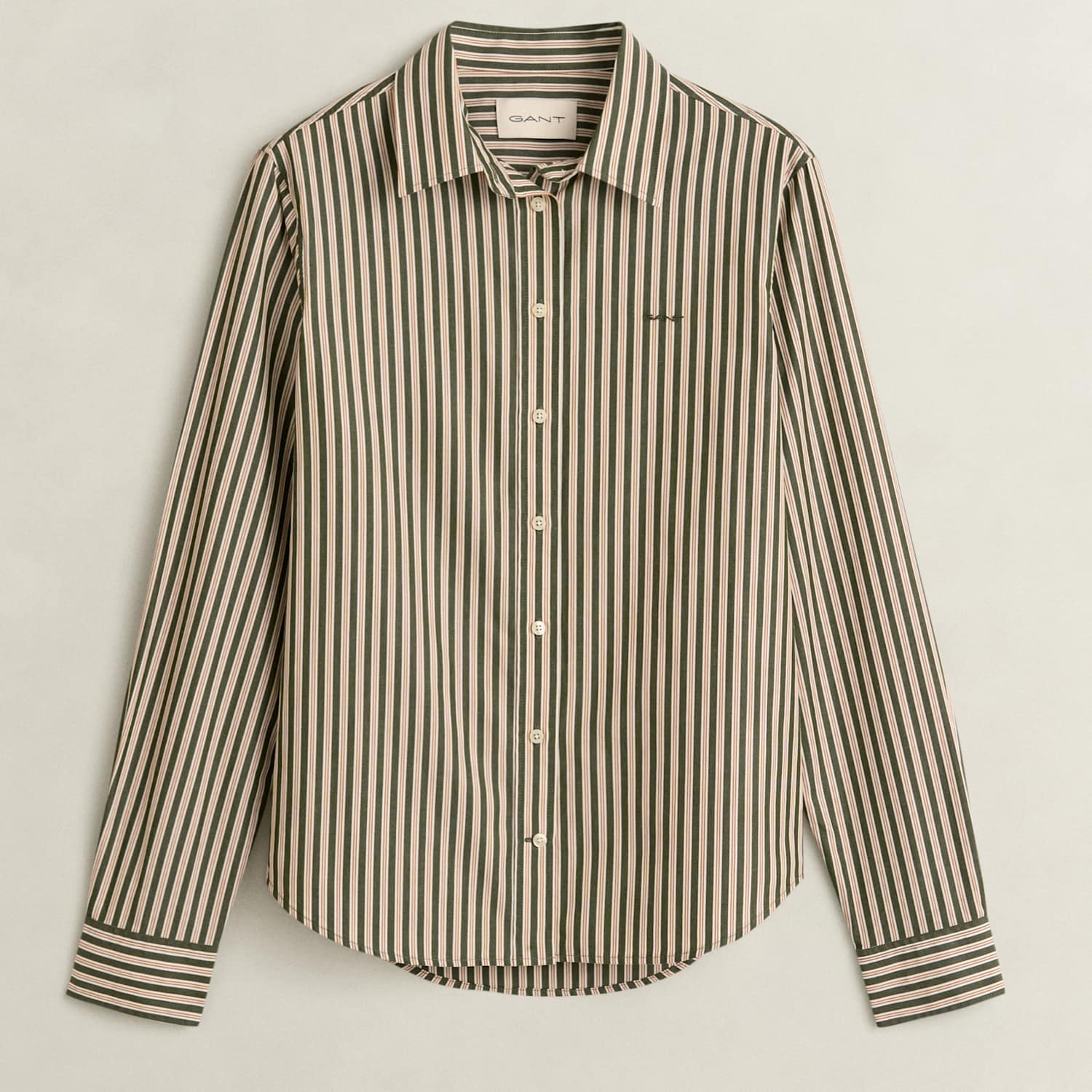 Gant Women's Pure Cotton Striped Shirt - 42 - Green Mix - Available at M&S