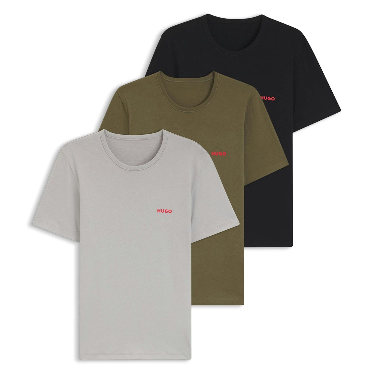 Hugo Men's 3 Pack Pure Cotton Logo T-Shirts - S - Grey Mix - Available at M&S