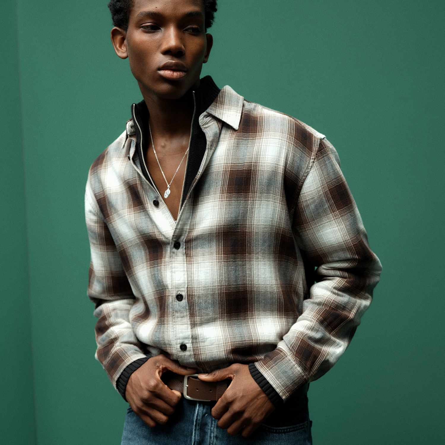 Only & Sons Men's Regular Fit Pure Cotton Checked Shirt - L - Brown Mix - Available at M&S