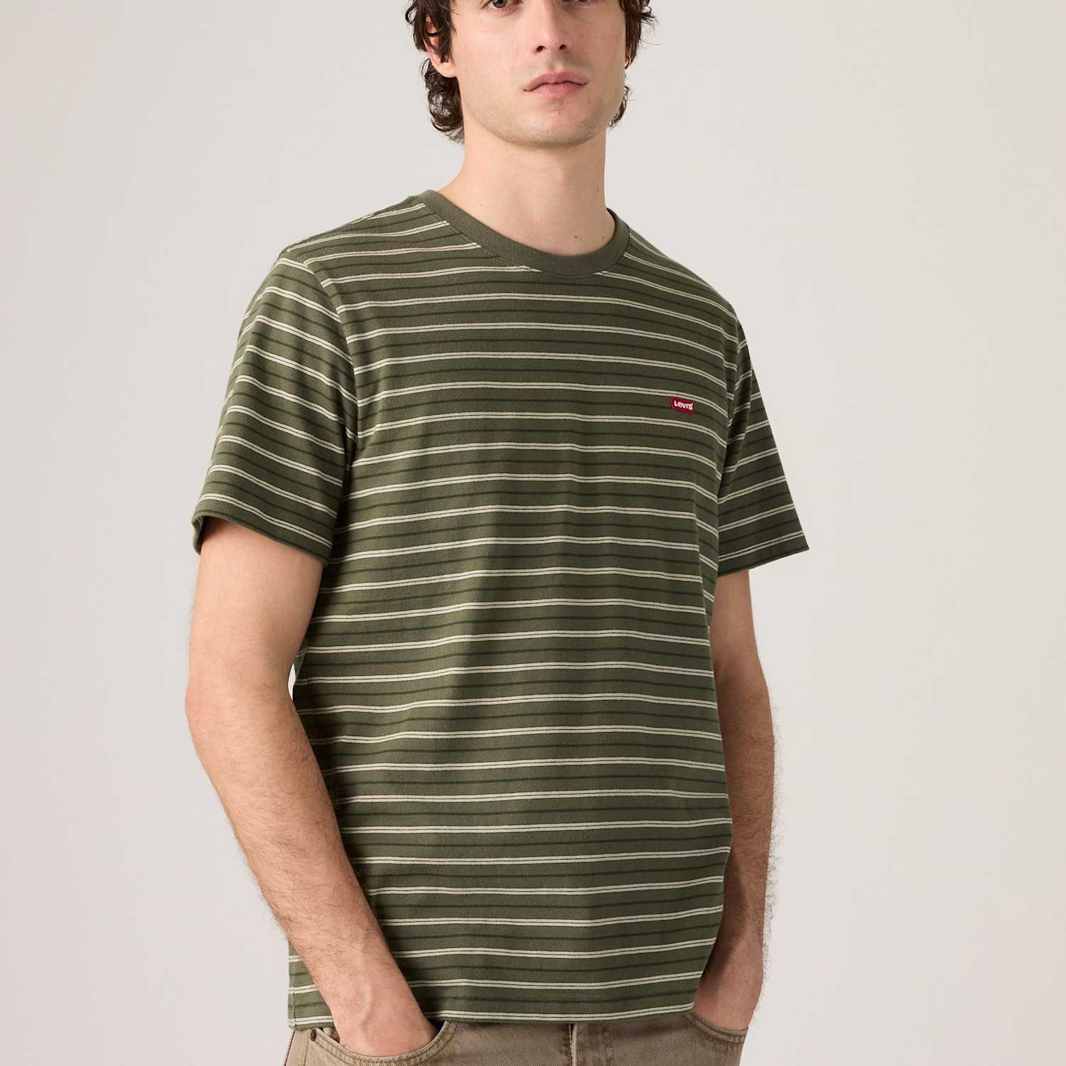 Levi's Men's Original Housemark Pure Cotton Striped T-Shirt - XL - Green Mix - Available at M&S