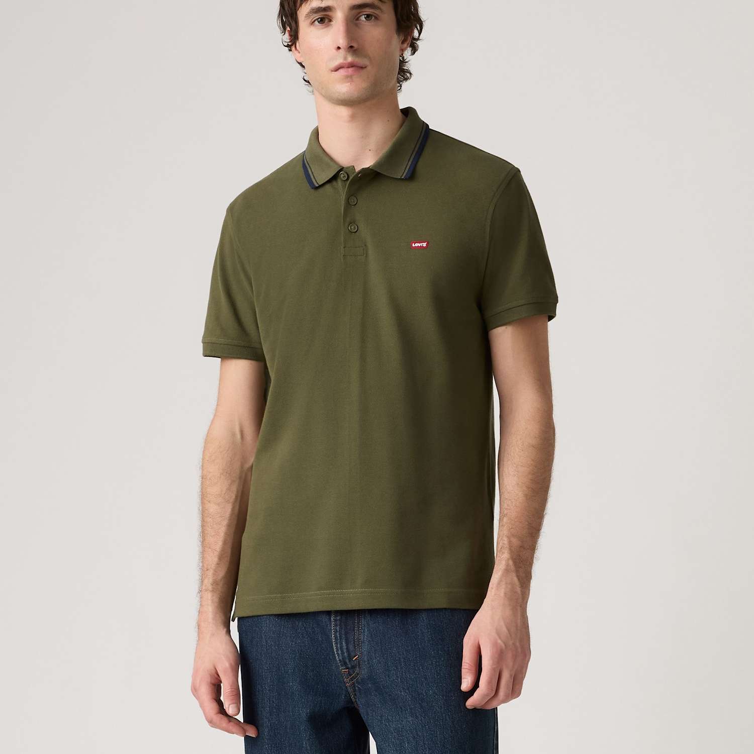 Levi's Men's Pure Cotton Tipped Polo Shirt - S - Olive - Available at M&S