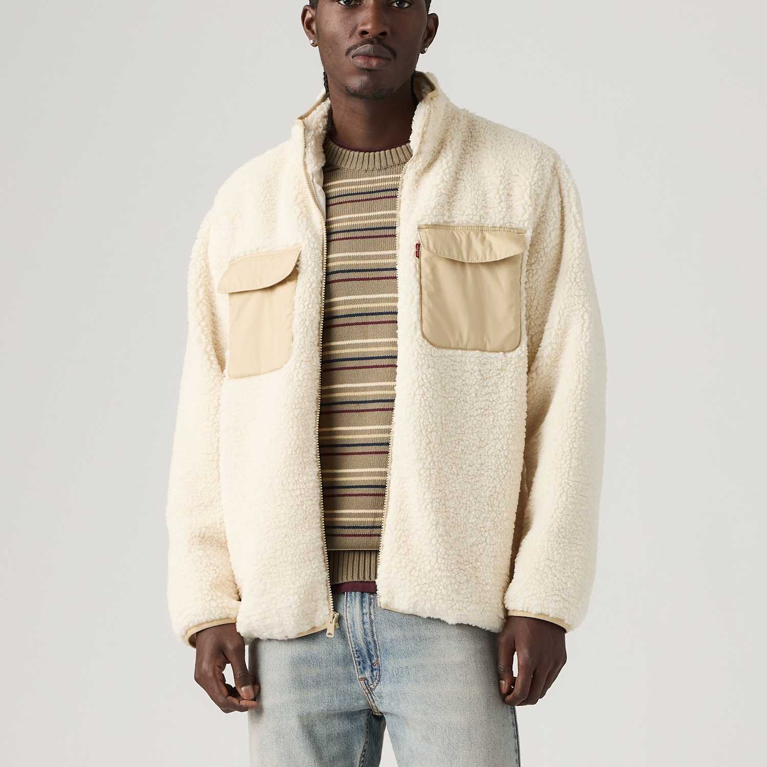Levi's Men's Campo Fleece Sherpa Jacket - 2XL - Cream Mix - Available at M&S