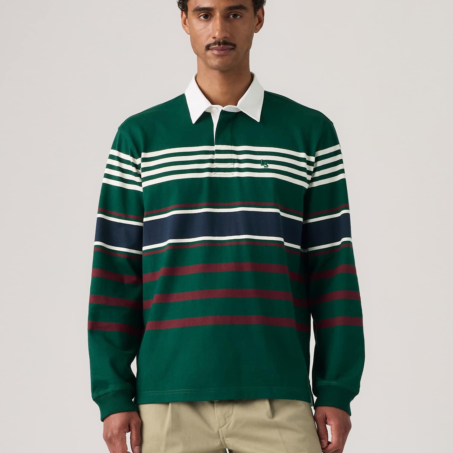 Levi's Men's Pure Cotton Rugby Shirt - M - Green Mix - Available at M&S