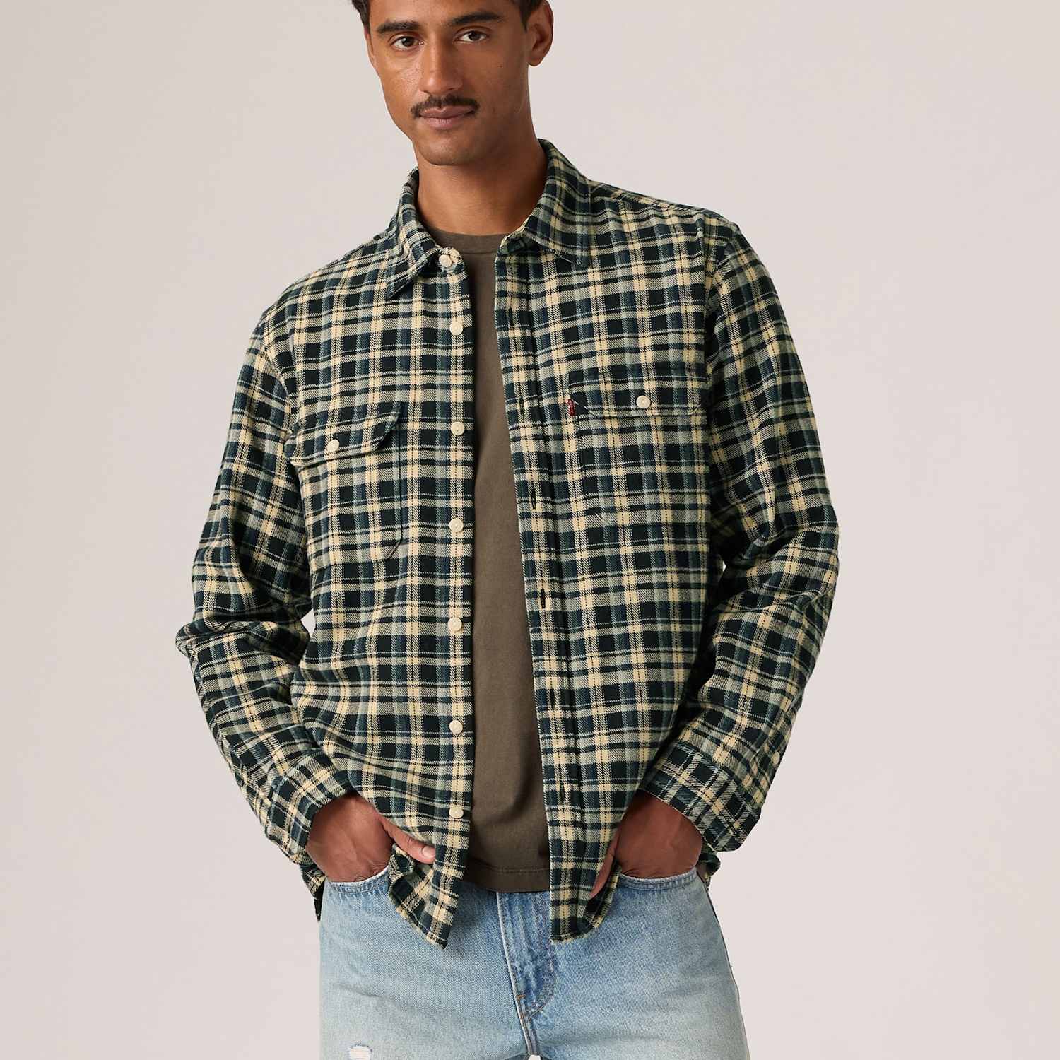 Levi's Men's Jackson Pure Cotton Worker Shirt - XL - Blue Mix - Available at M&S