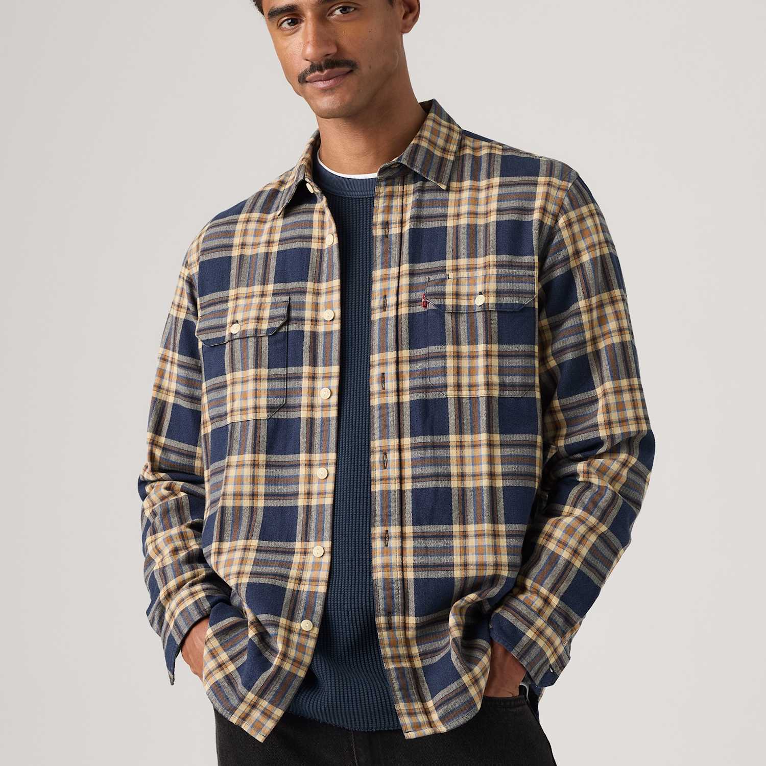 Levi's Men's Jackson Pure Cotton Worker Shirt - 2XL - Navy Mix - Available at M&S