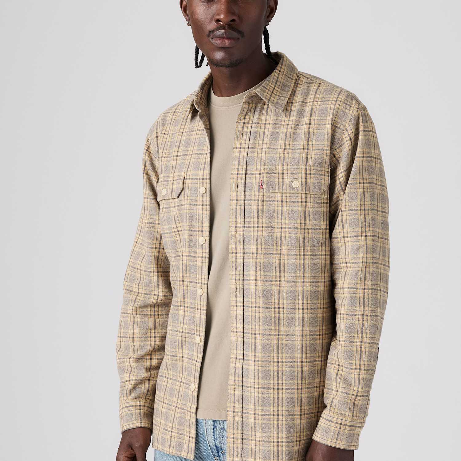 Levi's Men's Jackson Pure Cotton Worker Shirt - XL - Grey Mix - Available at M&S