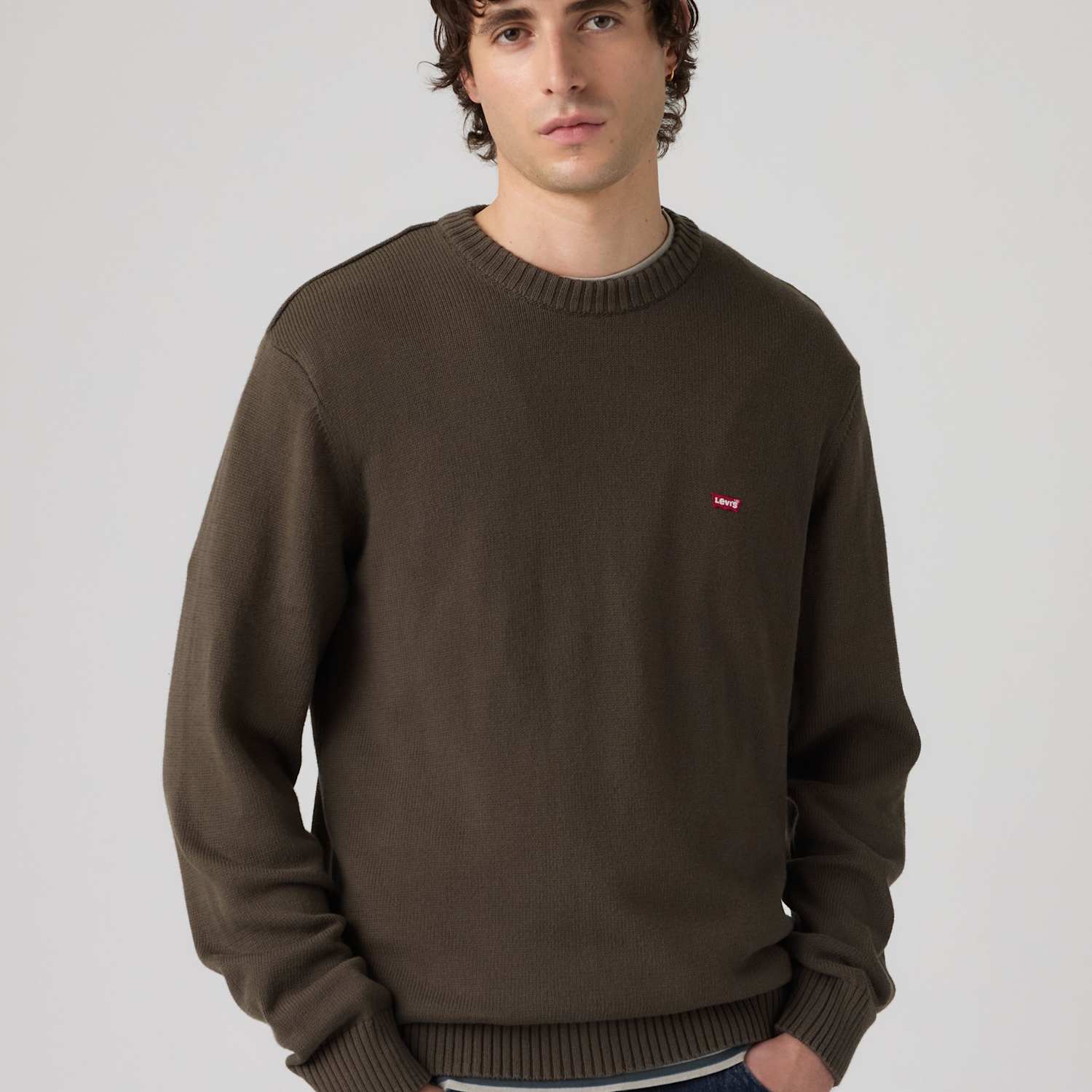 Levi's Men's Pure Cotton Crew Neck Jumper - XL - Dark Brown - Available at M&S