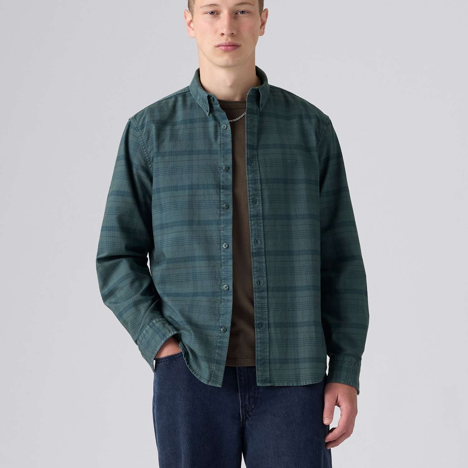 Levi's Men's Regular Fit Pure Cotton Checked Shirt - L - Blue Mix - Available at M&S