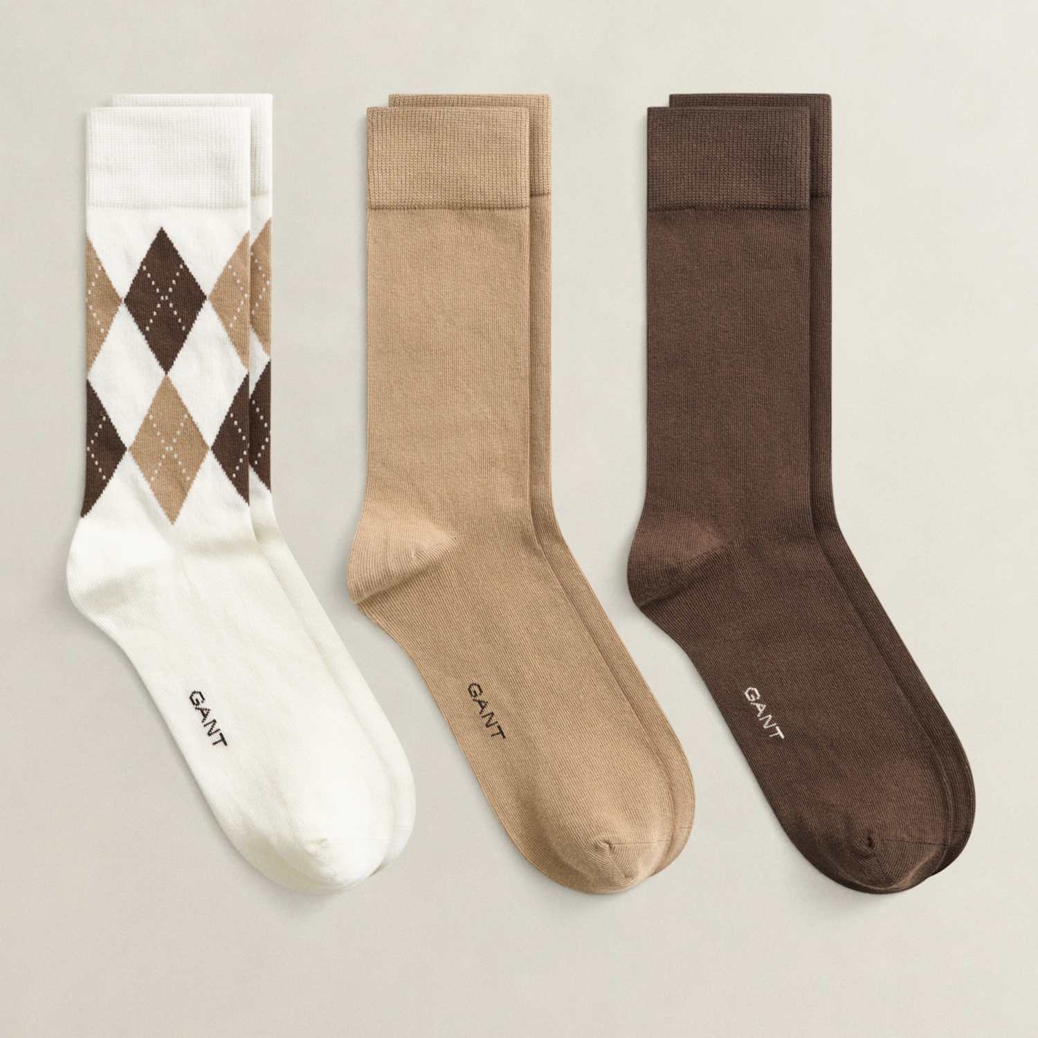 Gant Men's 3 Pack Cotton Rich Socks - 9-11 - Cream Mix - Available at M&S