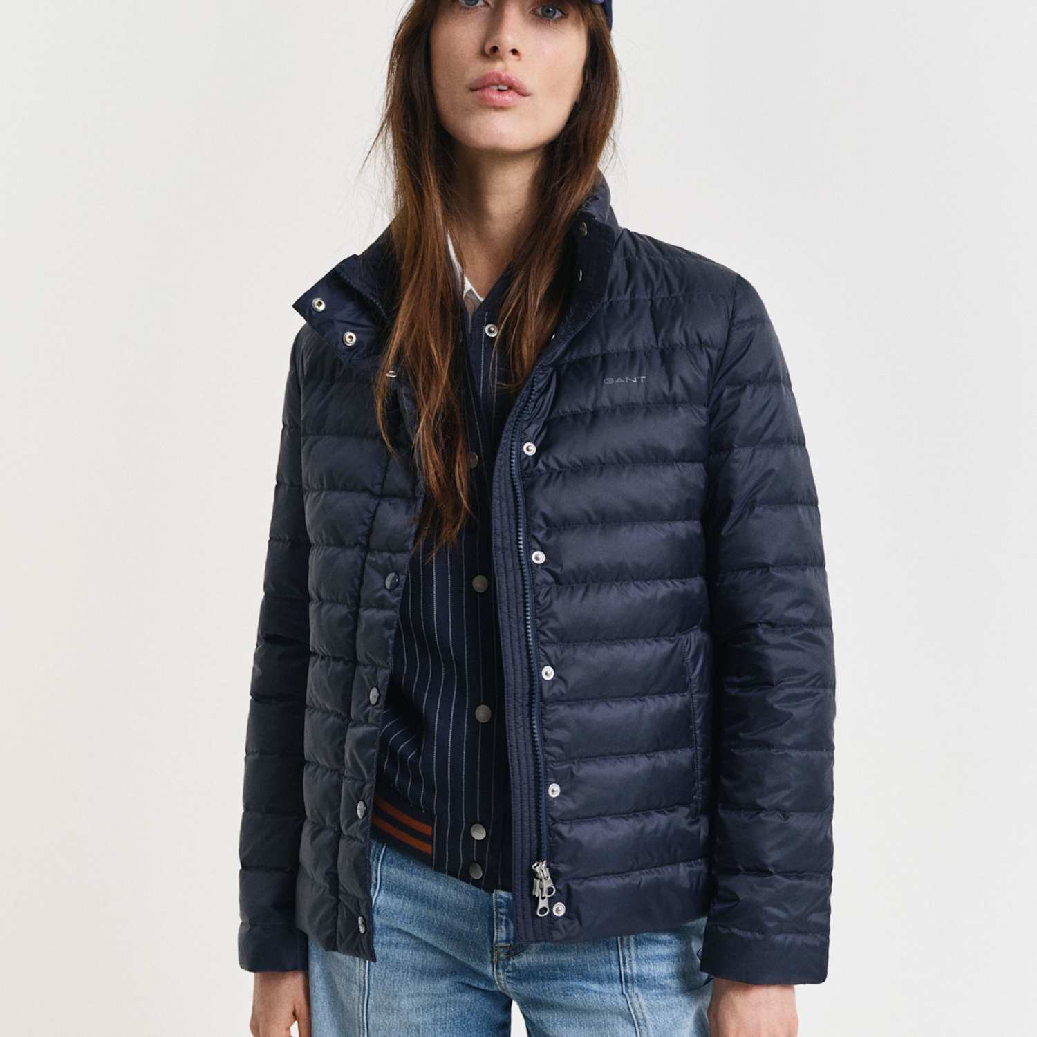 Gant Women's Lightweight Quilted Padded Puffer Jacket - Medium - Navy - Available at M&S