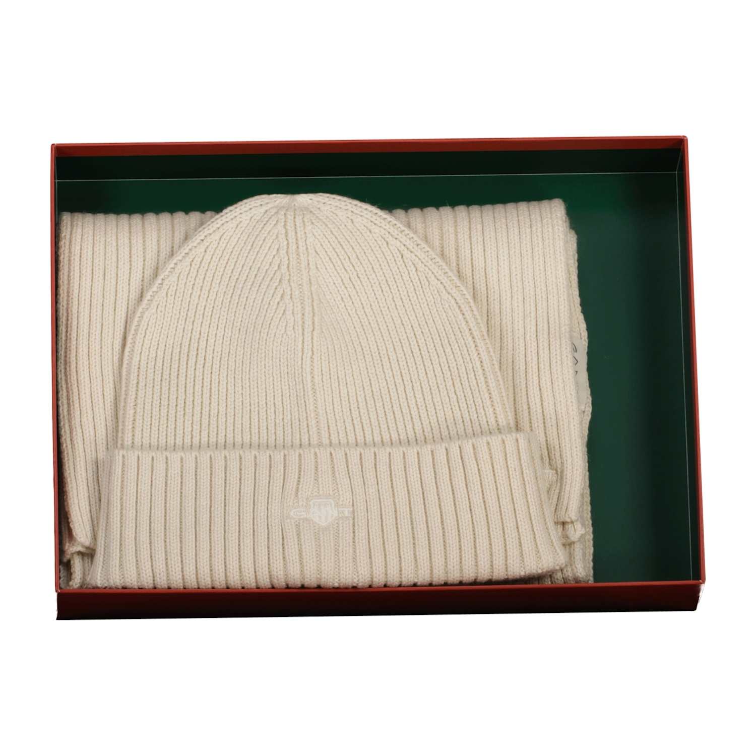 Gant Women's Embroidered Scarf & Beane Hat Gift Set - Cream - Available at M&S