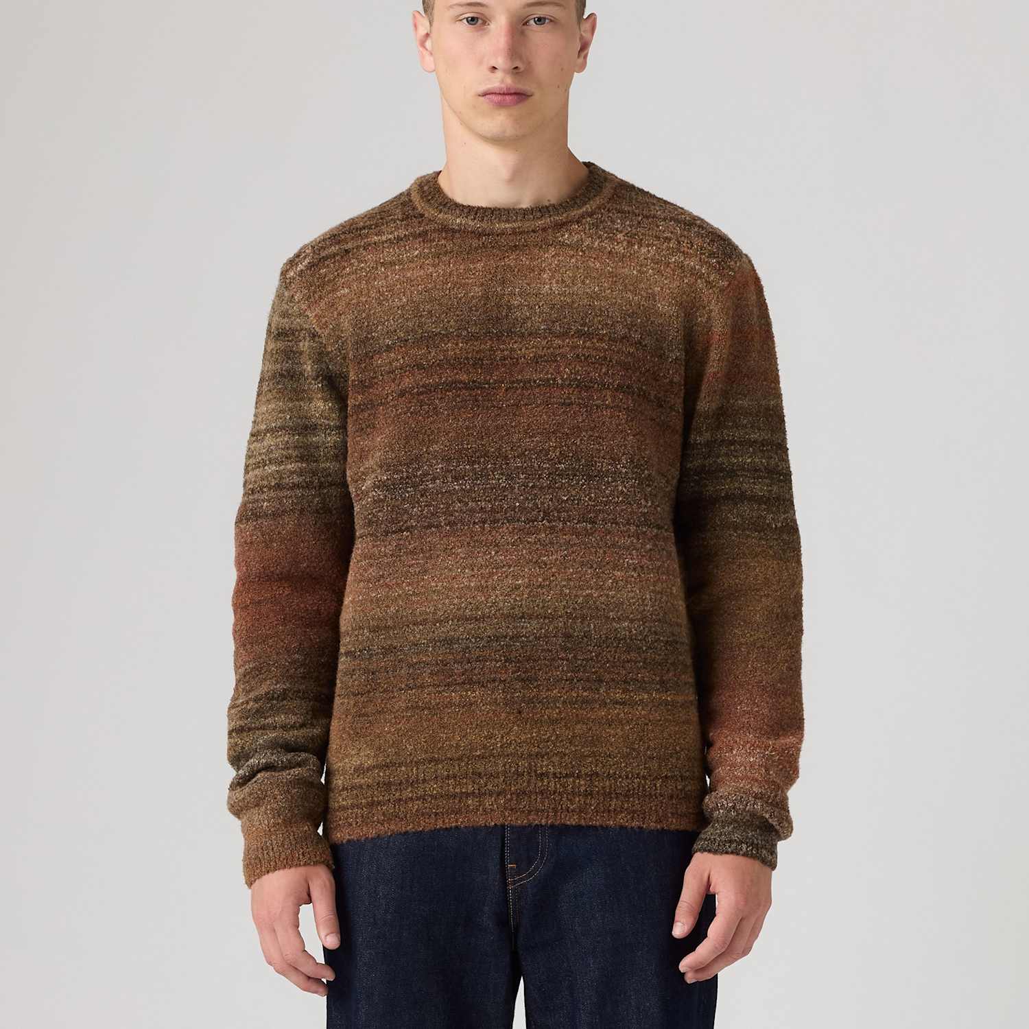 Levi's Men's Regular Fit Striped Crew Neck Jumper - XL - Brown Mix - Available at M&S