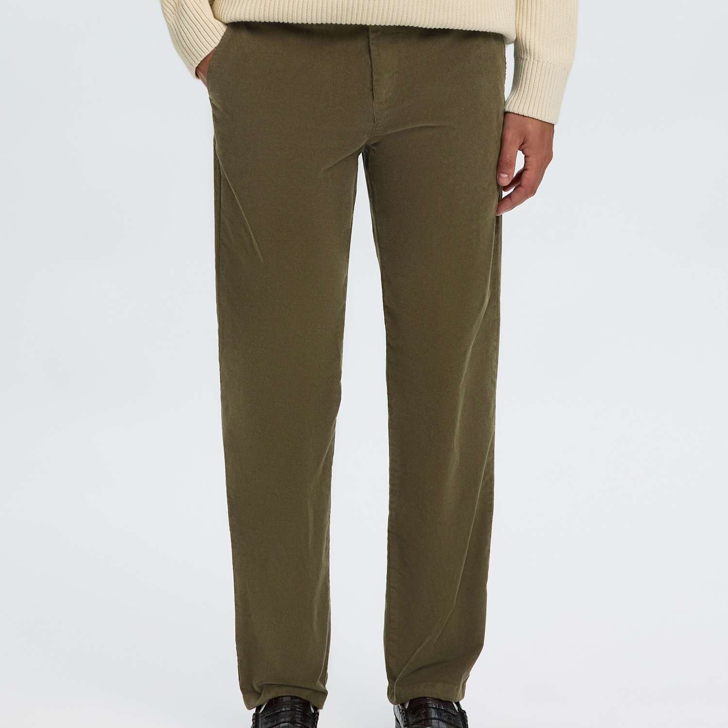 Selected Men's Straight Fit Corduroy Chinos - 30 - Green - Available at M&S