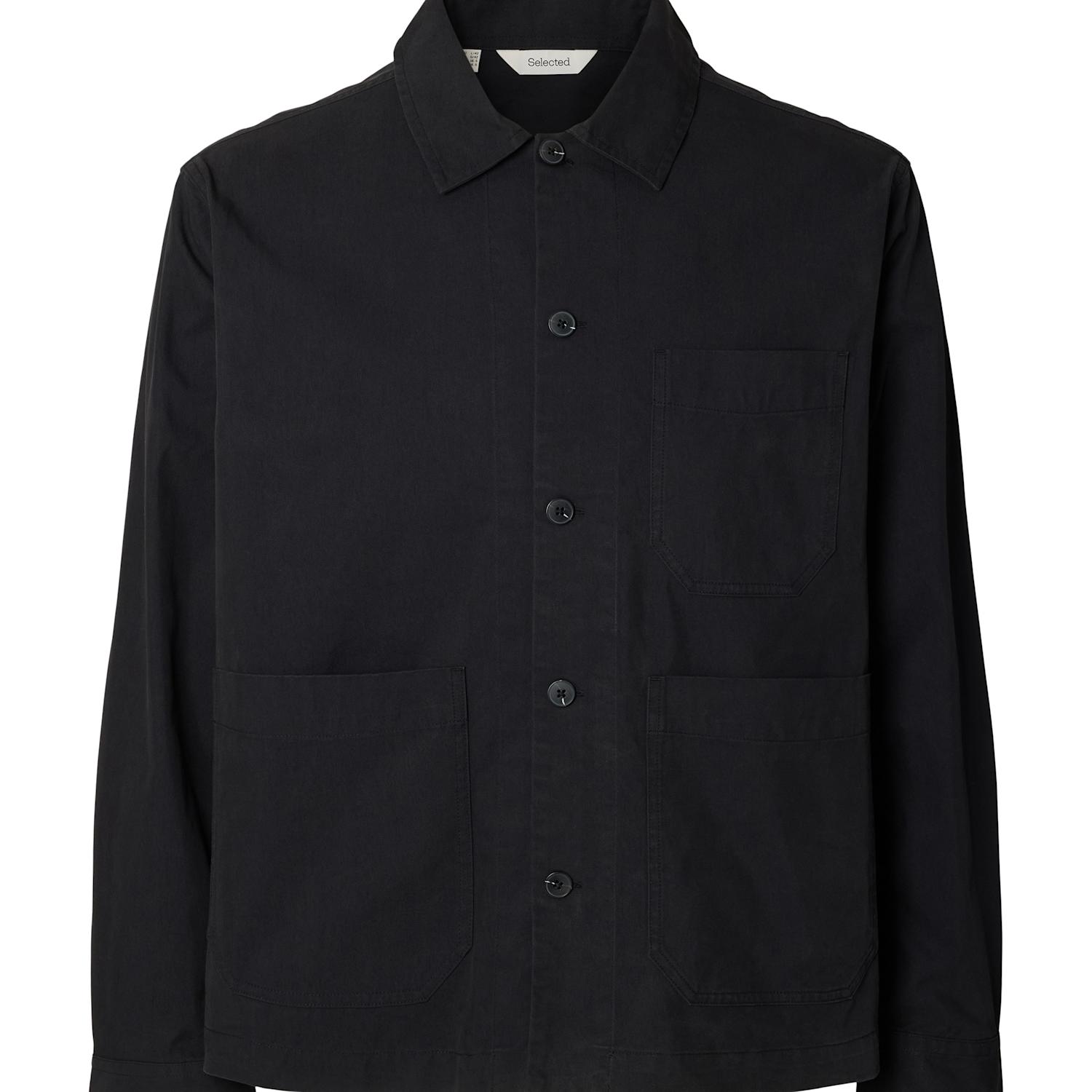 Selected Men's Cotton Rich Twill Workwear Overshirt - M - Black - Available at M&S