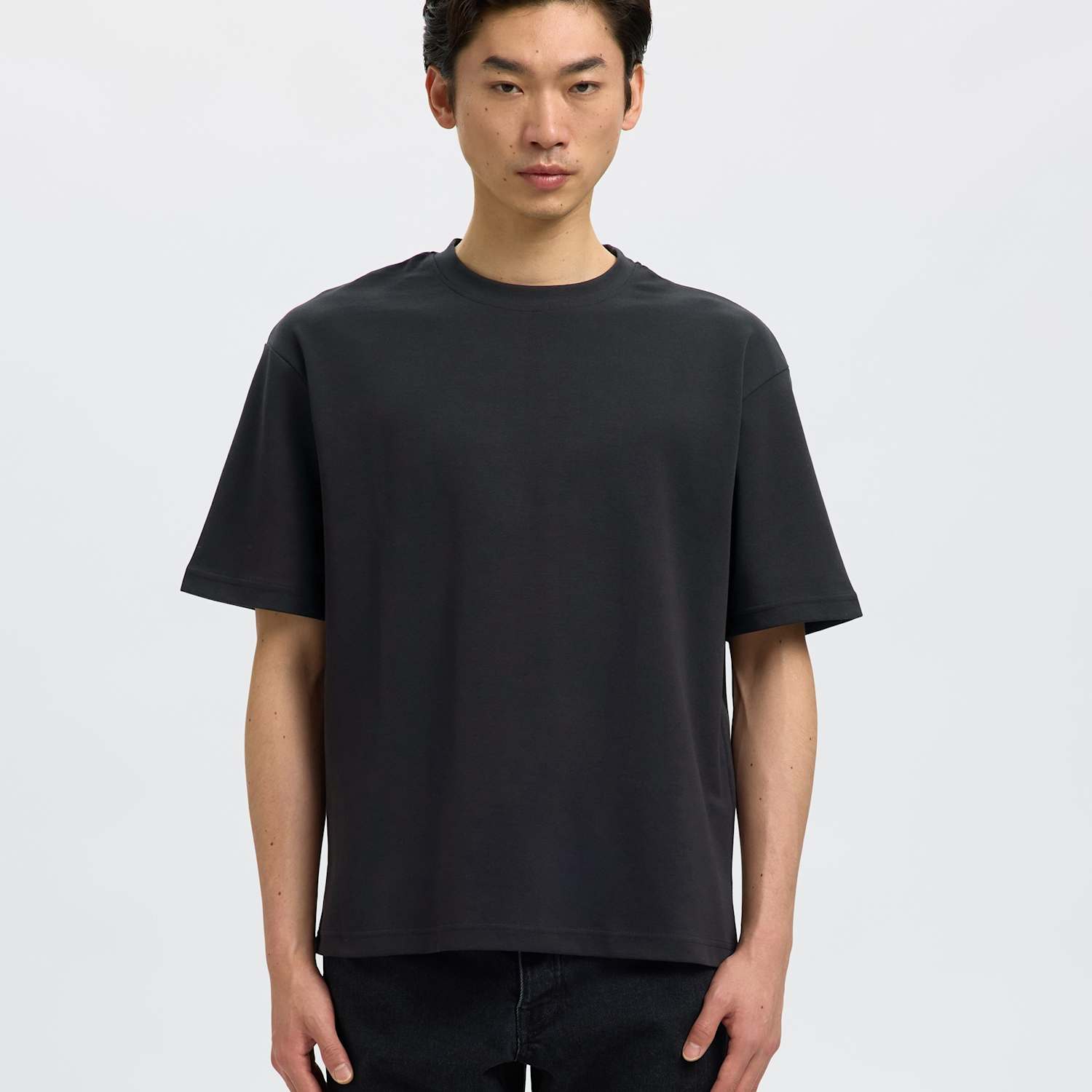 Selected Men's Cotton Blend Crew Neck T-Shirt - M - Black - Available at M&S