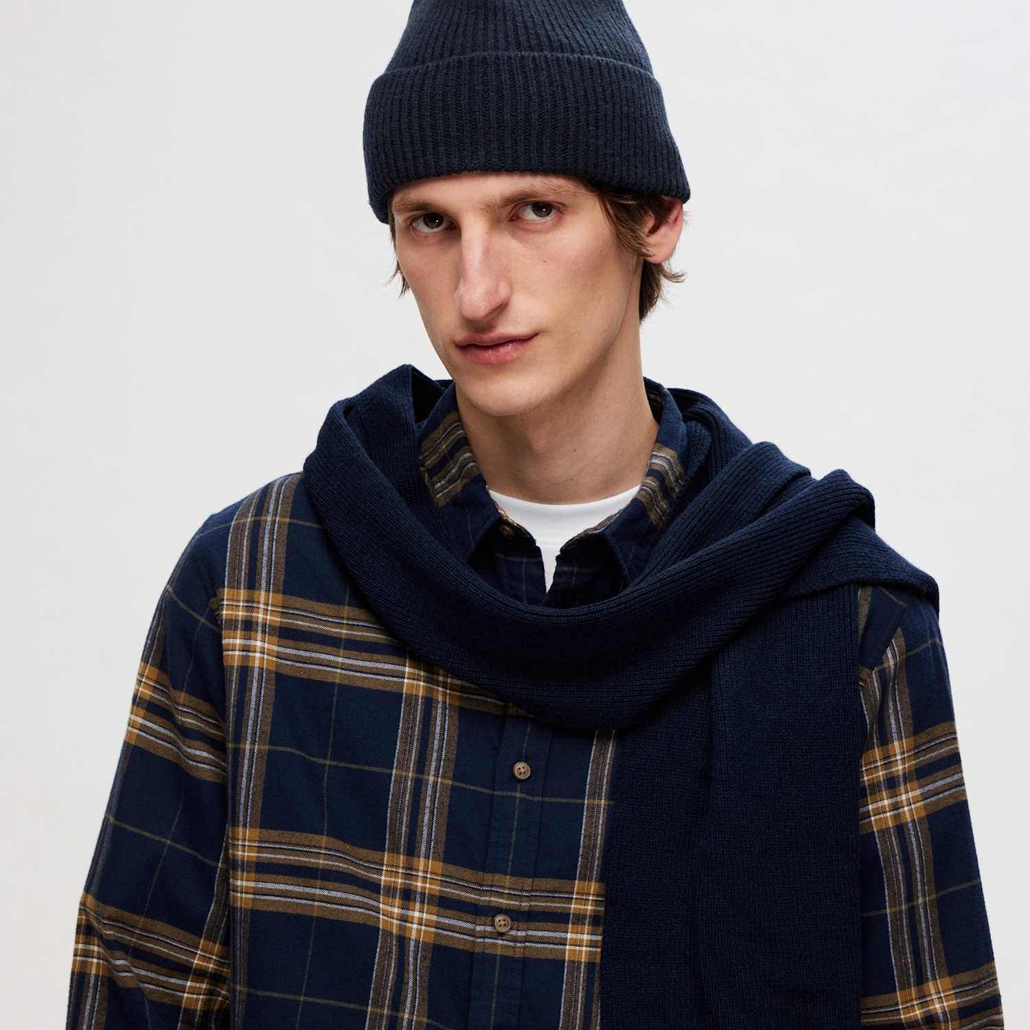 Selected Men's Pure Merino Wool Beanie Hat - Navy - Available at M&S