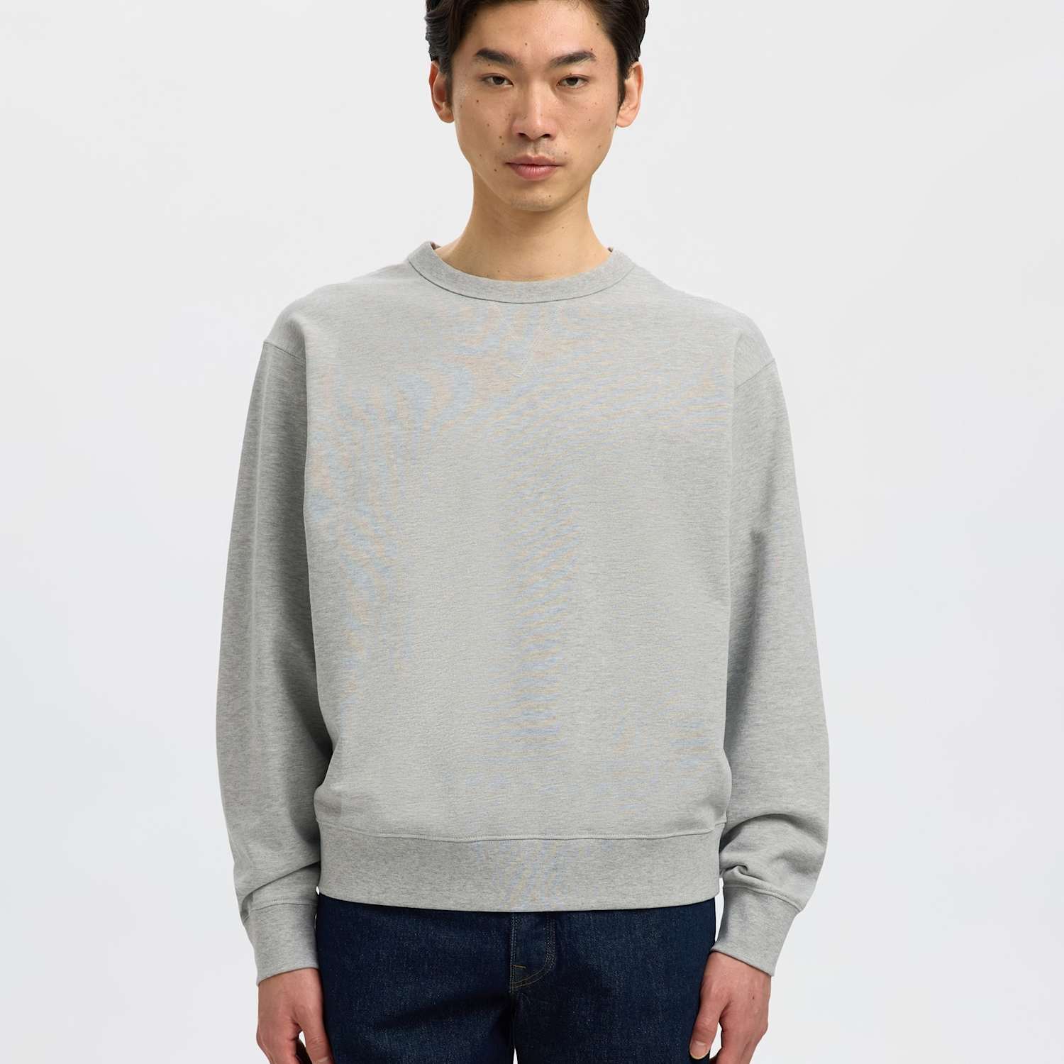 Selected Men's Pure Cotton Crew Neck Relaxed Sweatshirt - S - Grey - Available at M&S