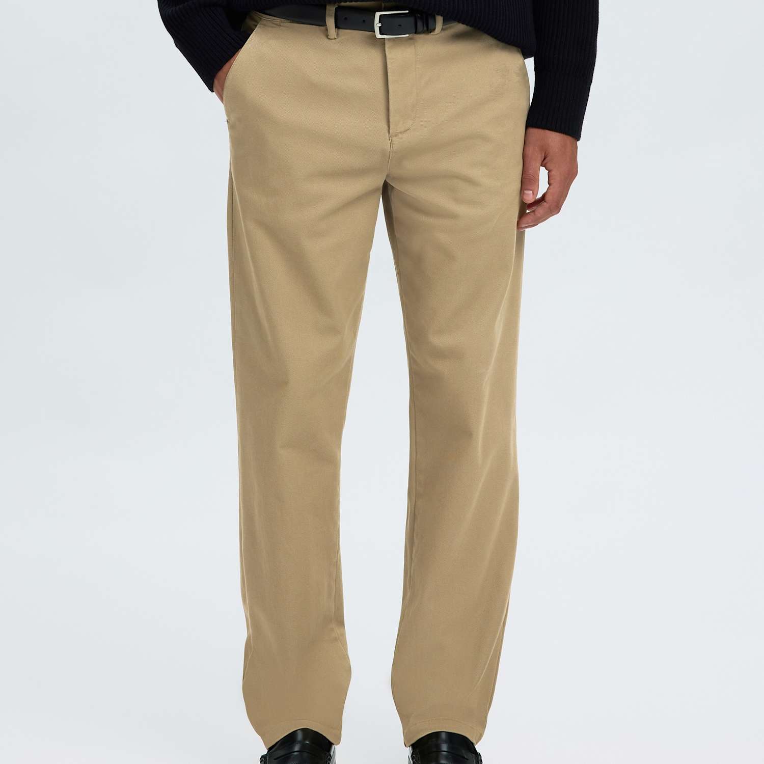 Selected Men's Straight Fit Cotton Rich Twill Chinos - 32 - Sand - Available at M&S