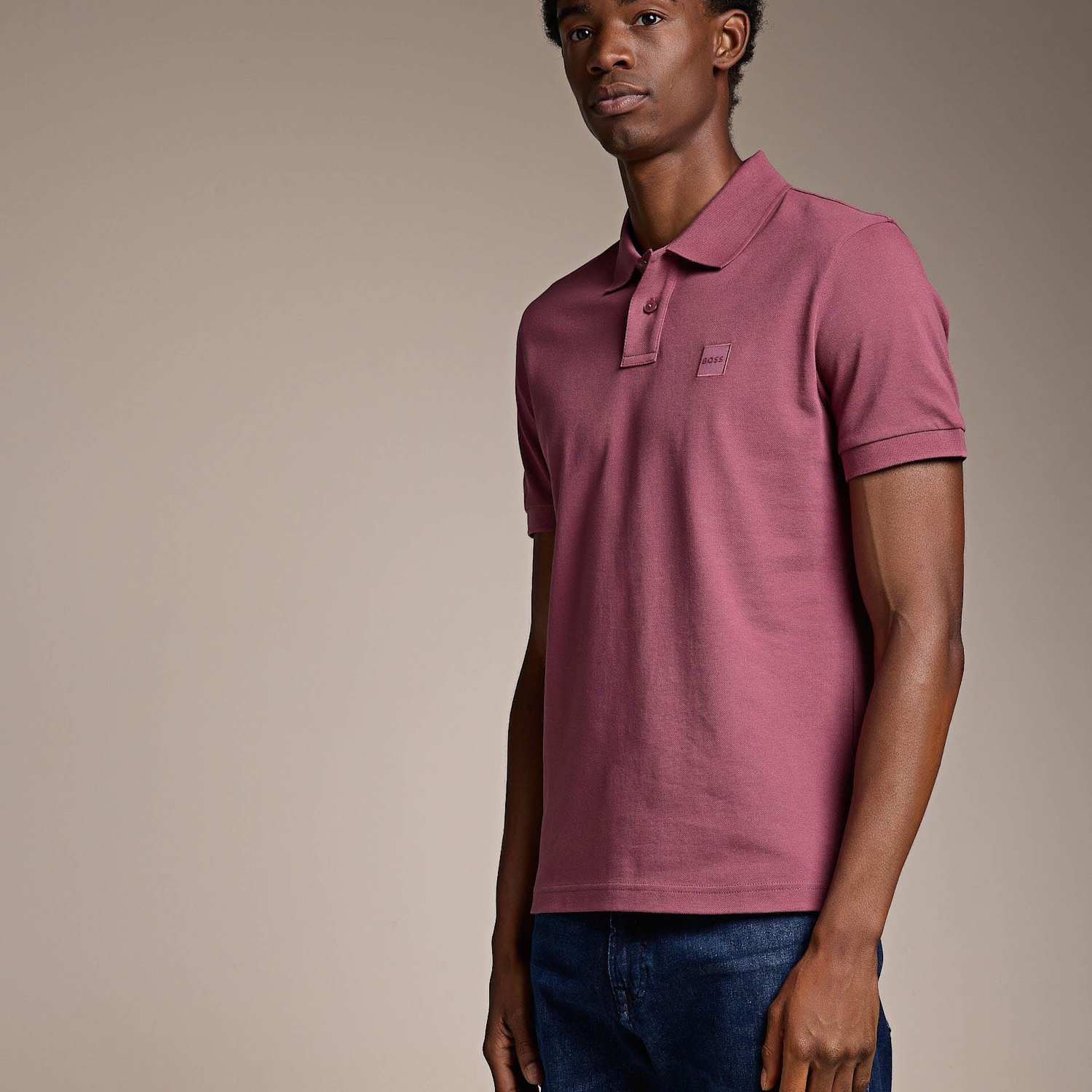 Boss Men's Passenger Logo Label Slim Fit Polo Shirt - M - Burgundy - Available at M&S