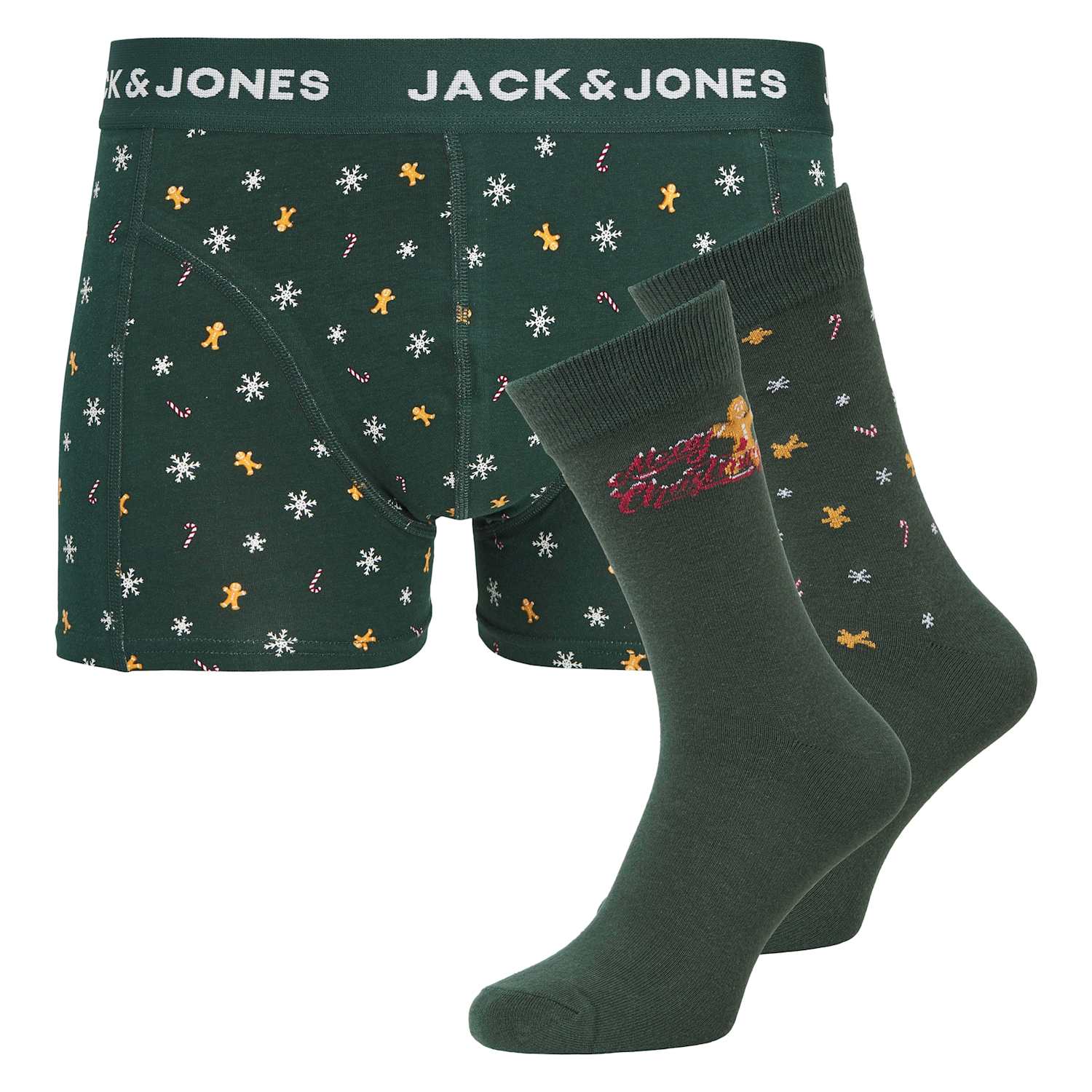 Jack & Jones Men's Christmas Cotton Stretch Trunks - L - Green - Available at M&S