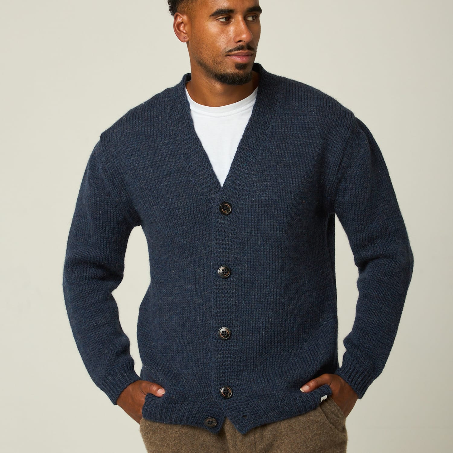 Peregrine Men's Pure Wool V-Neck Cardigan - XL - Light Blue - Available at M&S